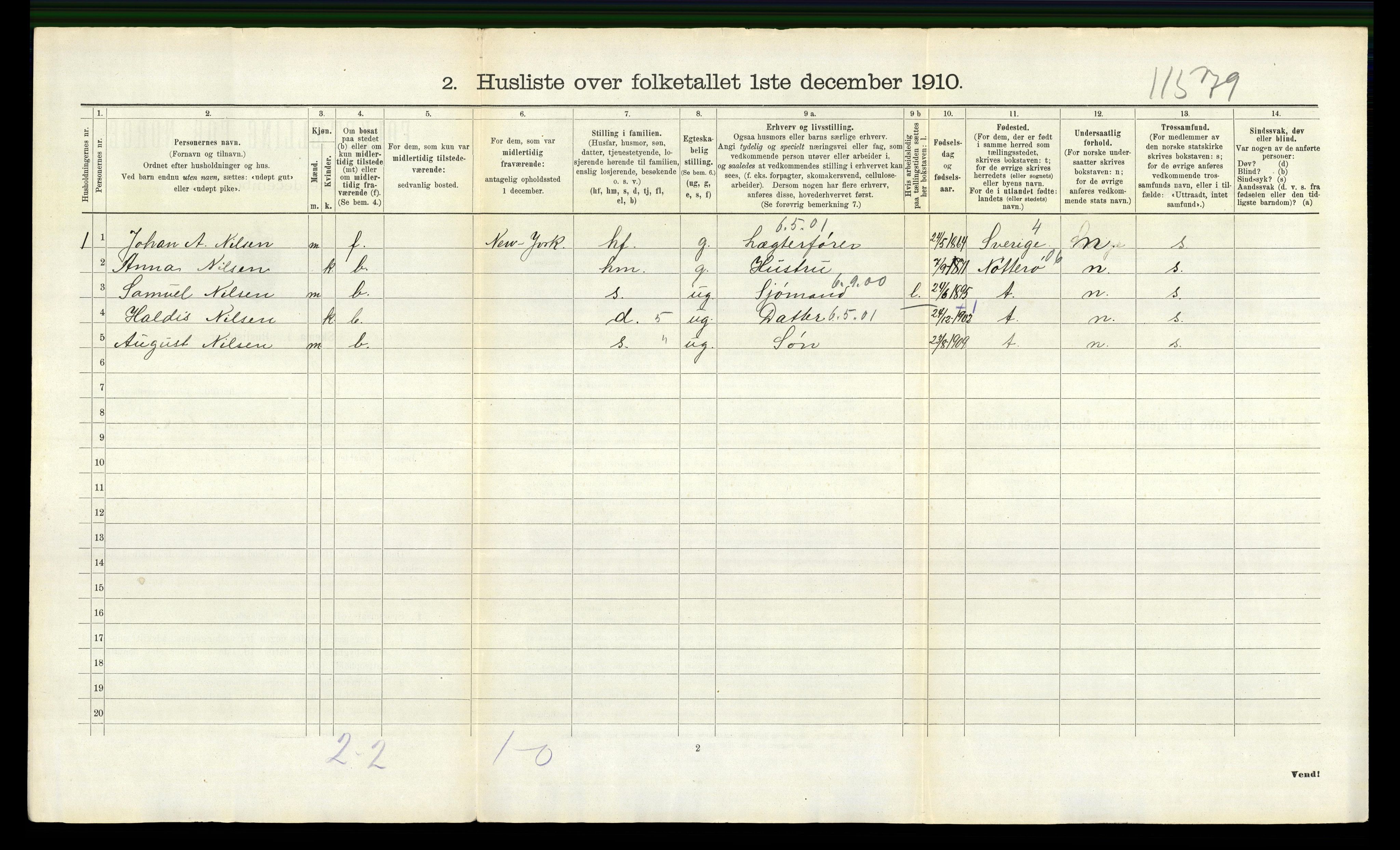 RA, Folketelling 1910 for 0721 Sem herred, 1910, s. 2321