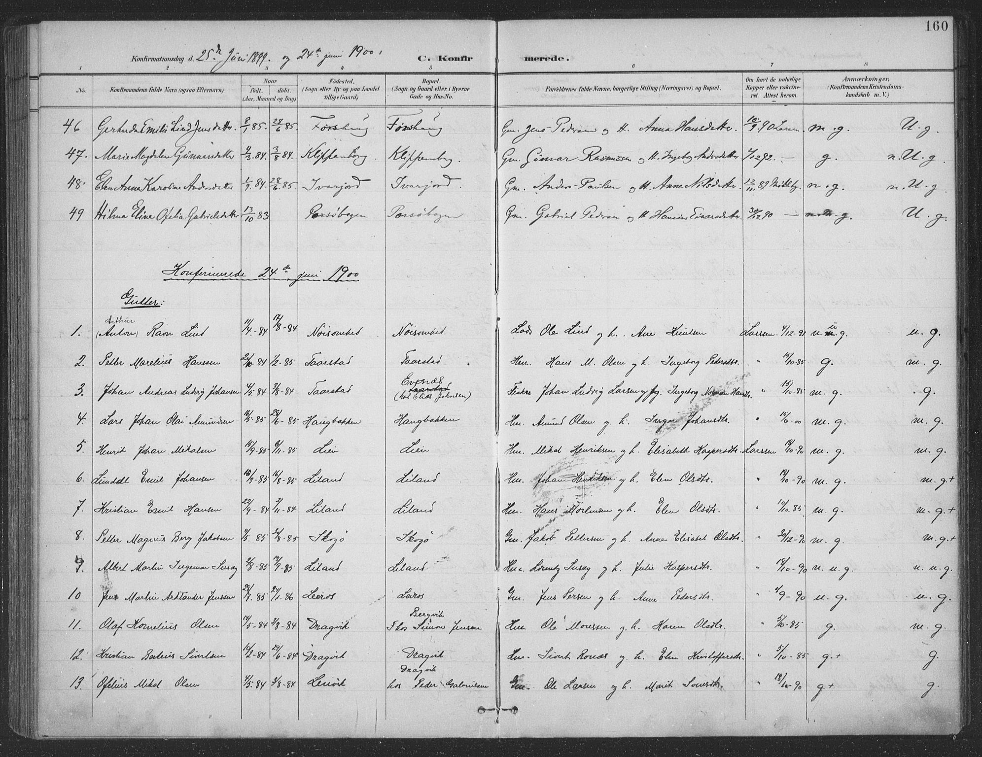 Ministerialprotokoller, klokkerbøker og fødselsregistre - Nordland, AV/SAT-A-1459/863/L0899: Ministerialbok nr. 863A11, 1897-1906, s. 160