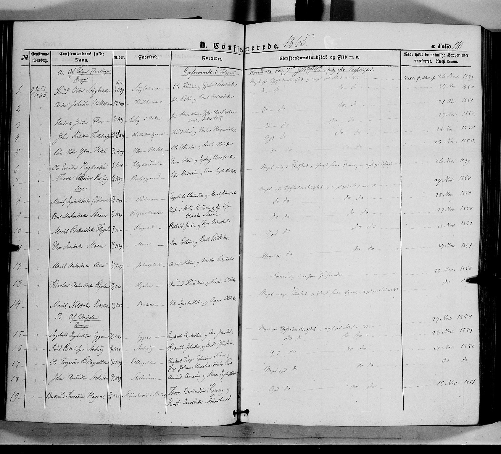 Tolga prestekontor, AV/SAH-PREST-062/K/L0006: Ministerialbok nr. 6, 1852-1876, s. 170