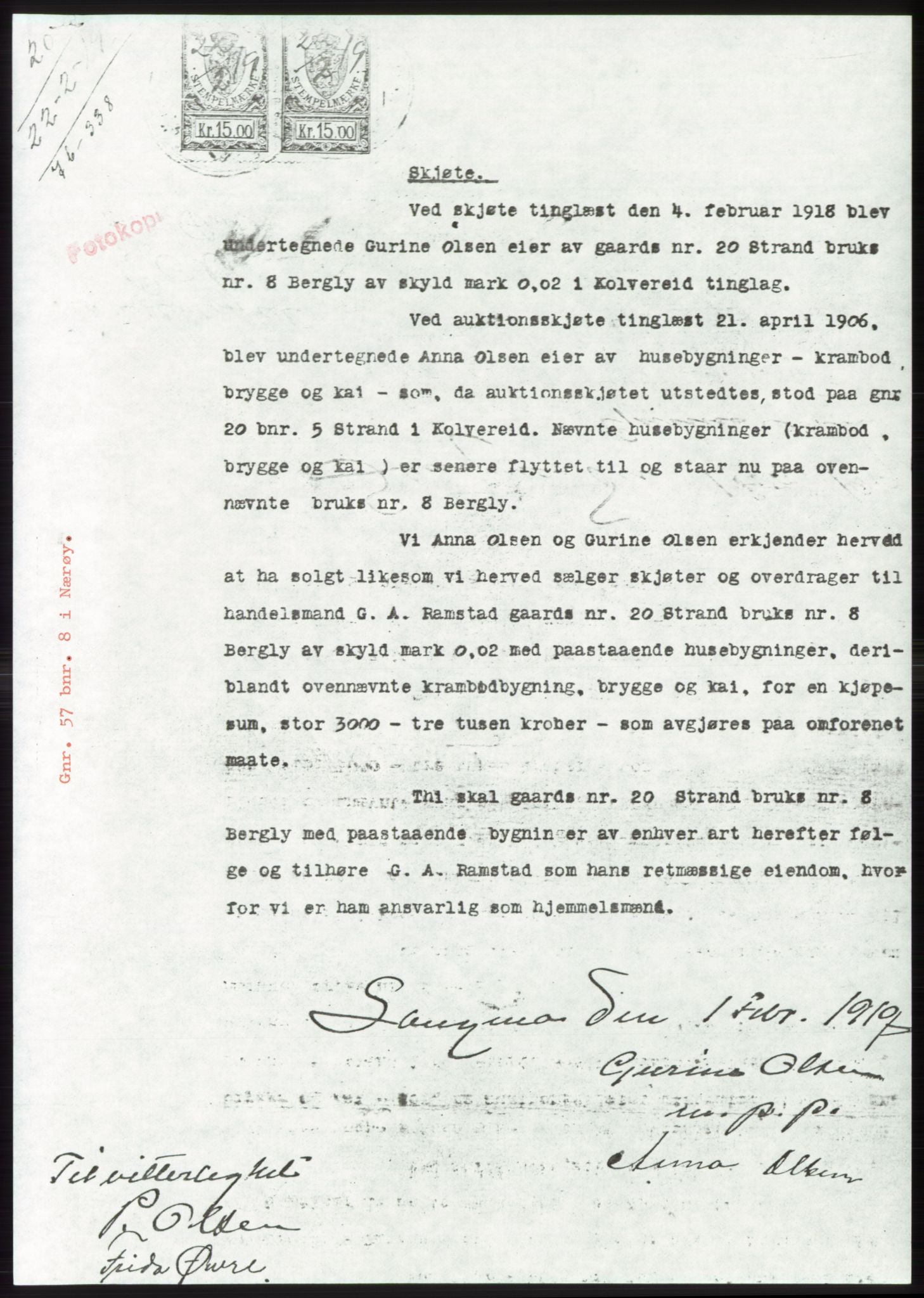 Namdal sorenskriveri, SAT/A-4133/1/2/2C: Pantebok nr. -, 1916-1921, Tingl.dato: 22.02.1919