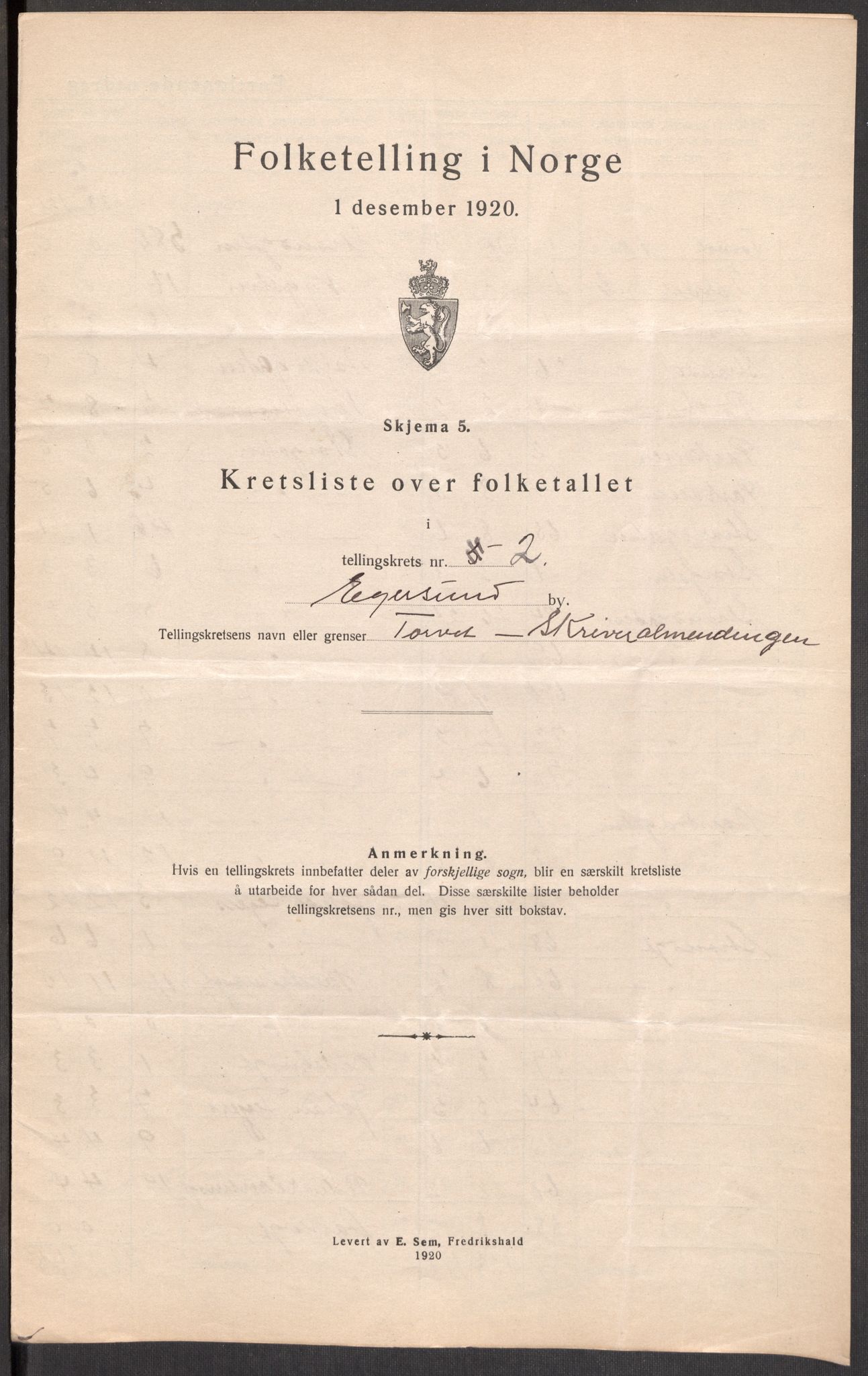SAST, Folketelling 1920 for 1101 Egersund ladested, 1920, s. 10