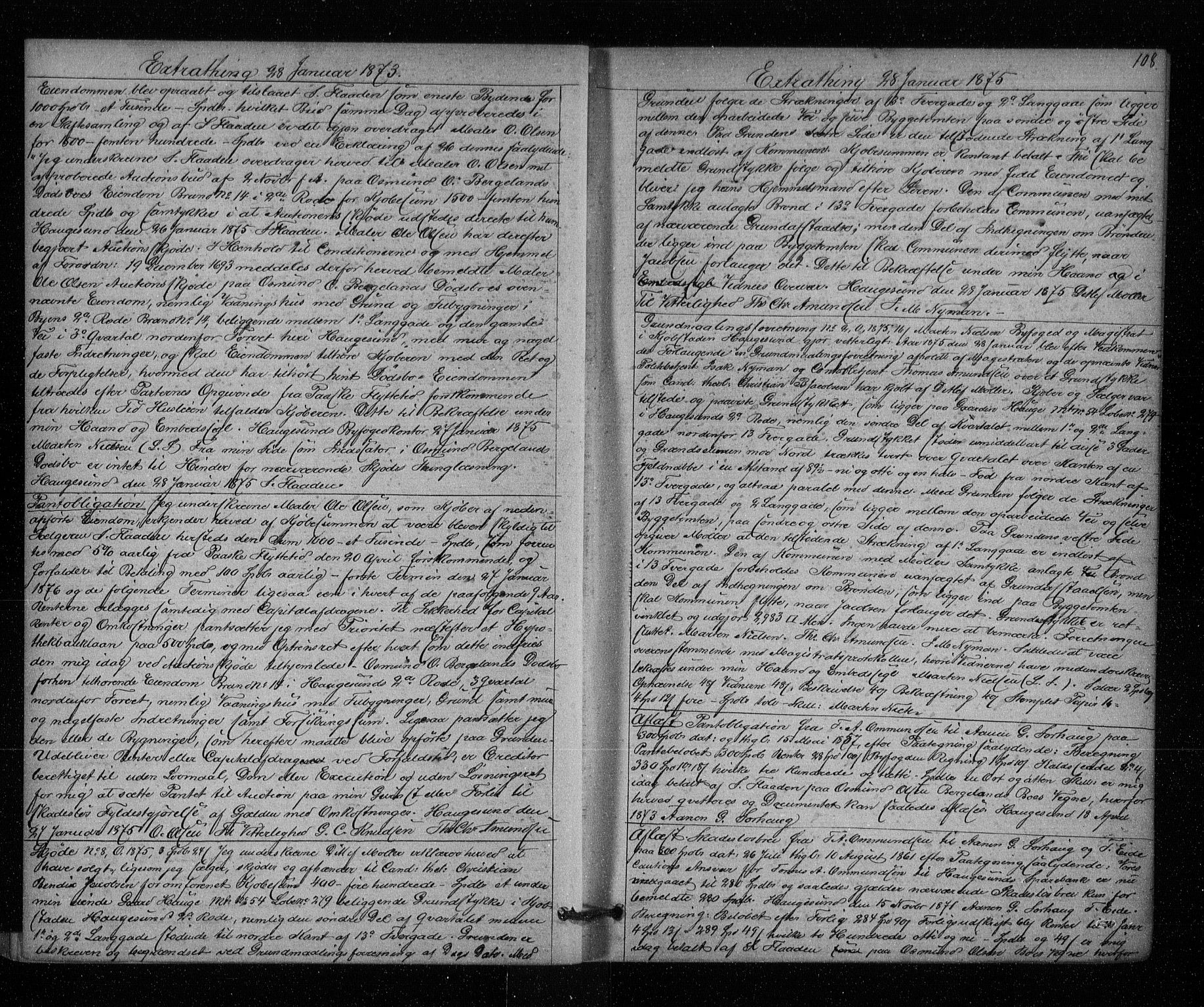 Haugesund tingrett, AV/SAST-A-101415/01/II/IIC/L0002: Pantebok nr. 2, 1871-1879, s. 108