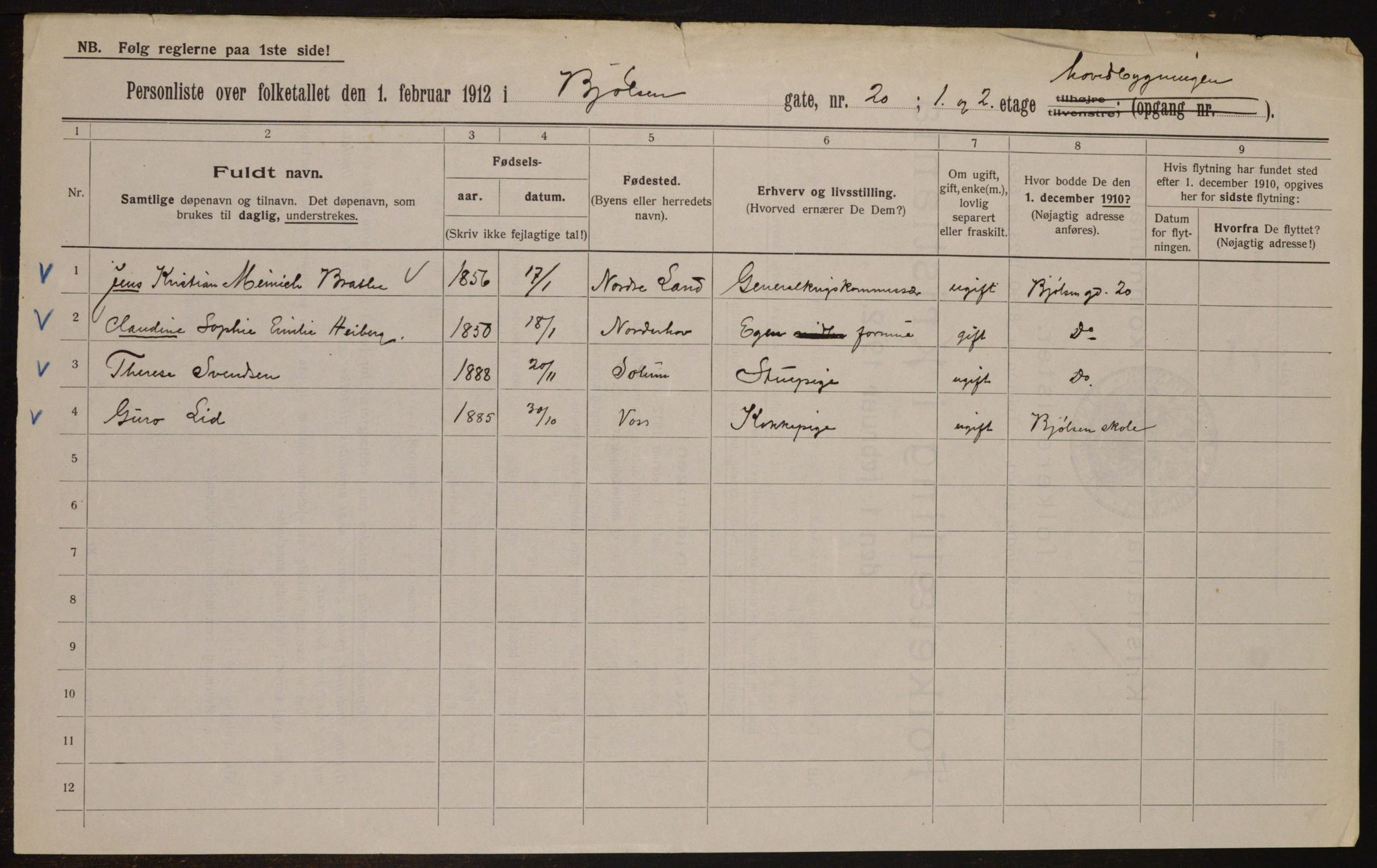 OBA, Kommunal folketelling 1.2.1912 for Kristiania, 1912, s. 6443