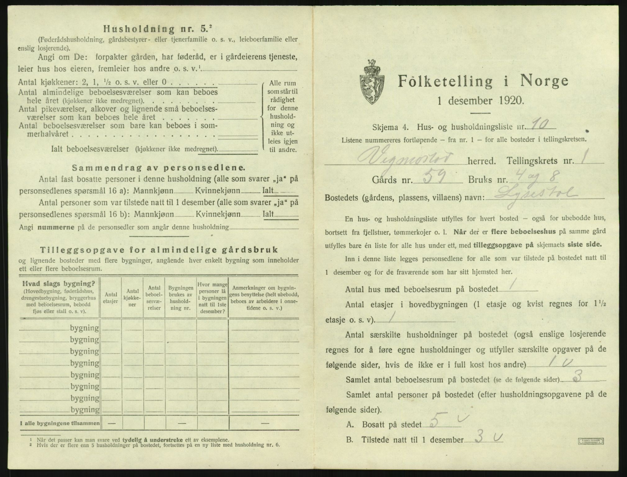 SAK, Folketelling 1920 for 1028 Vigmostad herred, 1920, s. 51