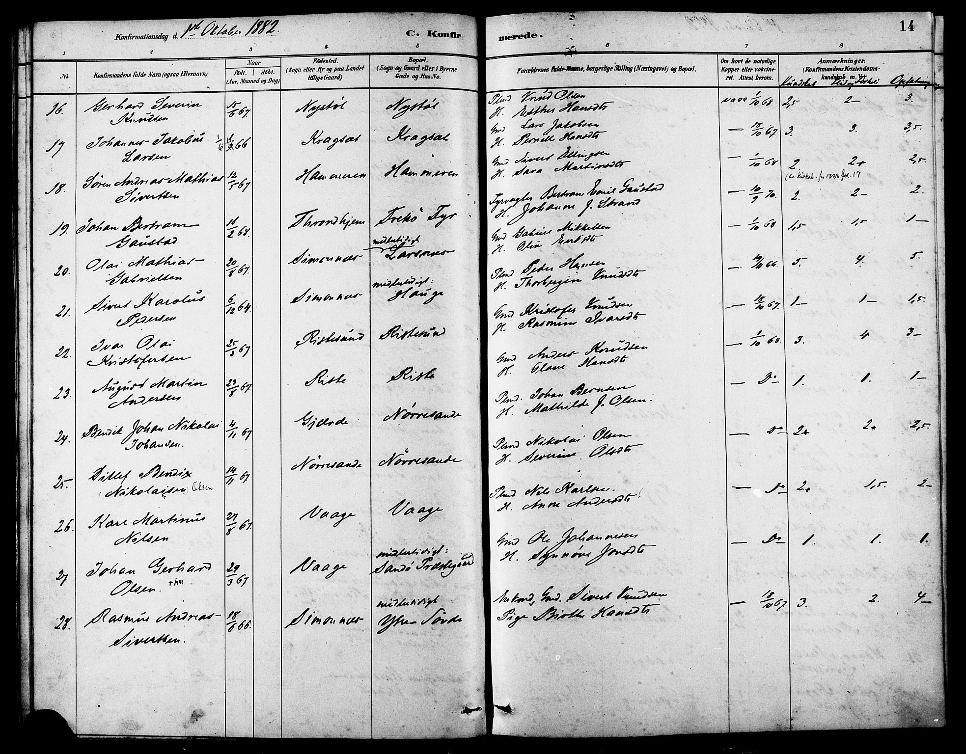 Ministerialprotokoller, klokkerbøker og fødselsregistre - Møre og Romsdal, AV/SAT-A-1454/503/L0036: Ministerialbok nr. 503A04, 1879-1883, s. 14