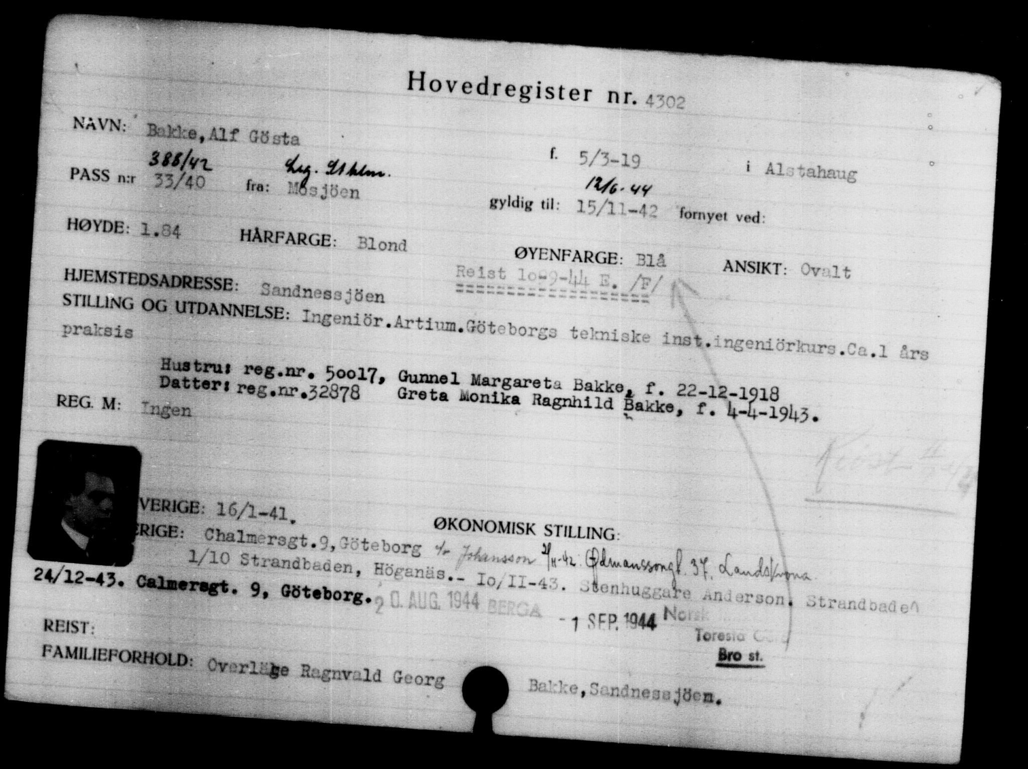 Den Kgl. Norske Legasjons Flyktningskontor, AV/RA-S-6753/V/Va/L0004: Kjesäterkartoteket.  Flyktningenr. 3496-6610, 1940-1945, s. 977