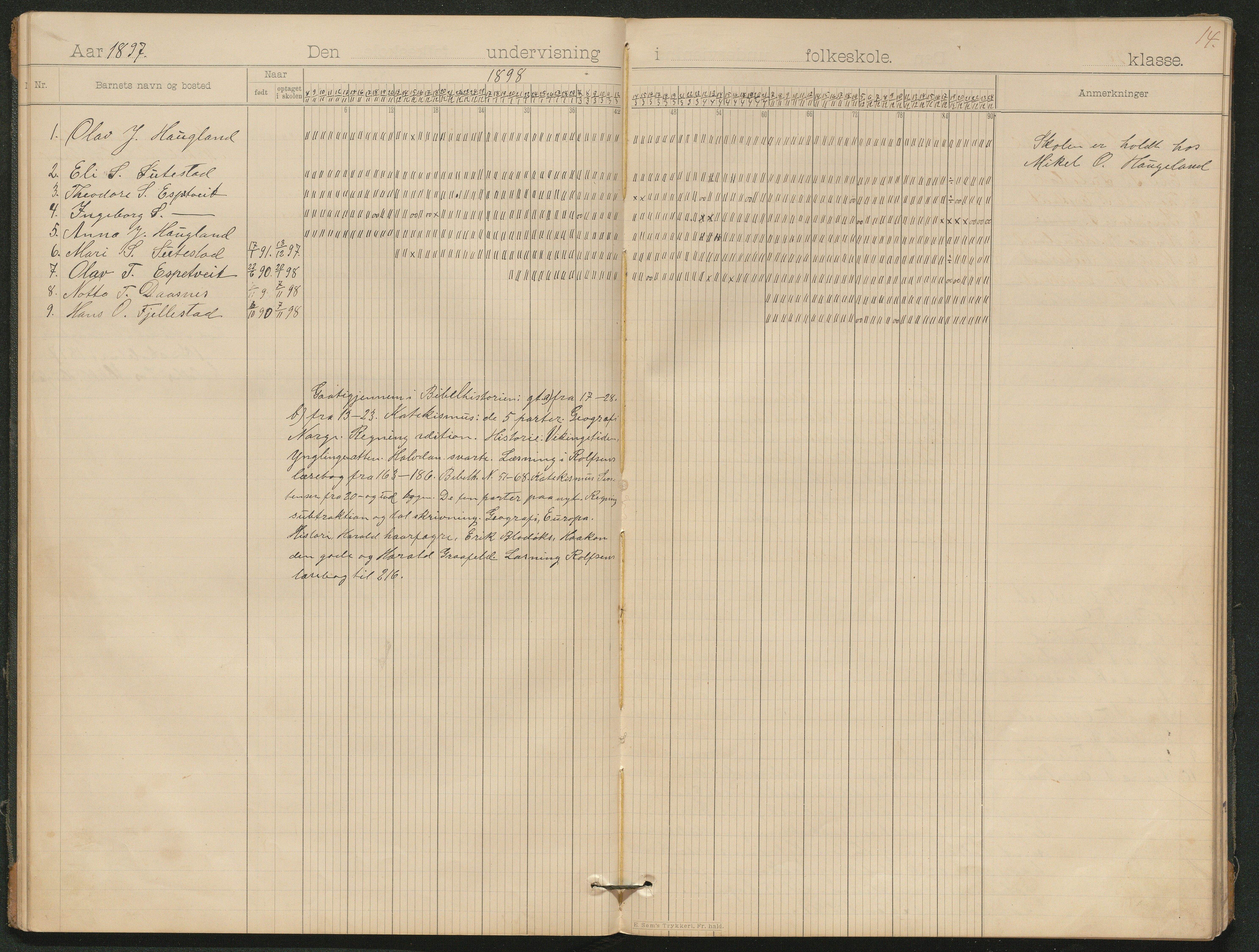 Hornnes kommune, Moi, Moseid, Kjetså skolekretser, AAKS/KA0936-550e/F1/L0006: Dagbok. Småskolen Moi, 1895-1912, s. 9