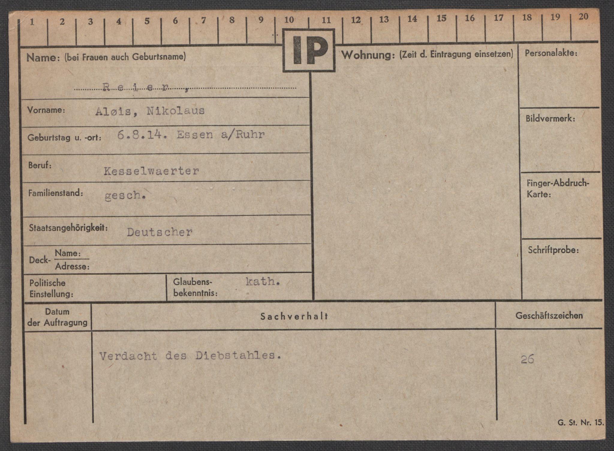 Befehlshaber der Sicherheitspolizei und des SD, AV/RA-RAFA-5969/E/Ea/Eaa/L0008: Register over norske fanger i Møllergata 19: Oelze-Ru, 1940-1945, s. 1106