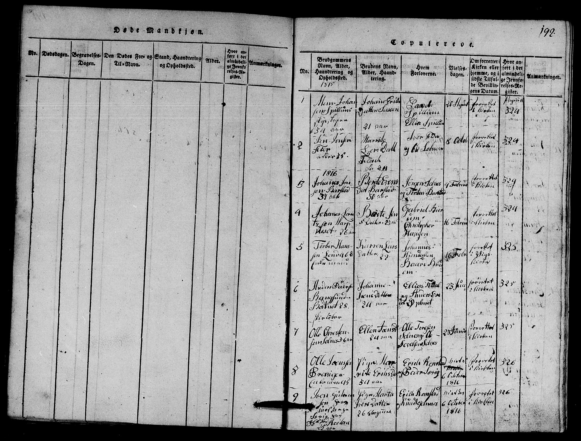 Ministerialprotokoller, klokkerbøker og fødselsregistre - Nord-Trøndelag, SAT/A-1458/770/L0590: Klokkerbok nr. 770C01, 1815-1824, s. 192