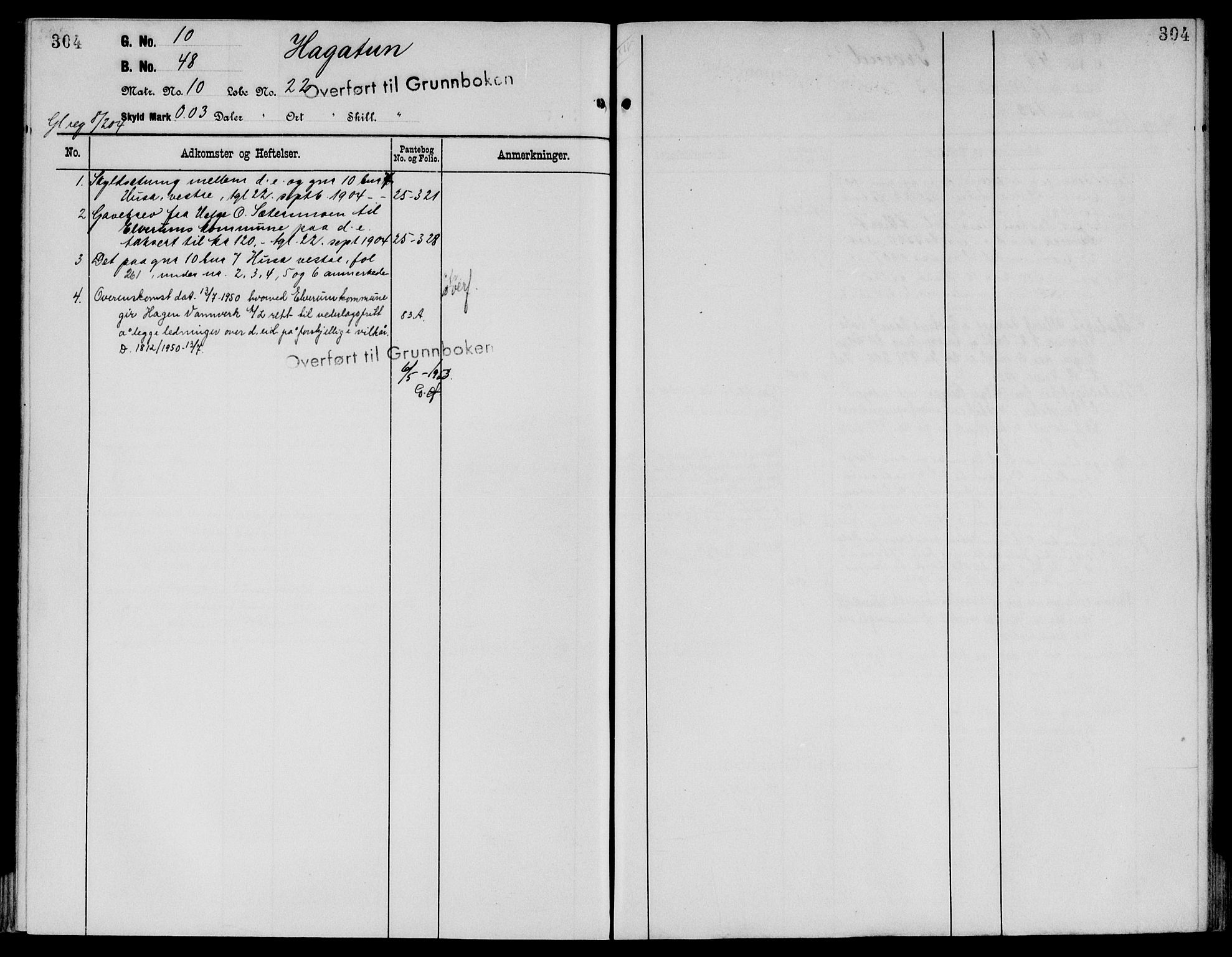 Sør-Østerdal sorenskriveri, AV/SAH-TING-018/H/Ha/Haa/L0019: Panteregister nr. 1, 1922-1954, s. 304