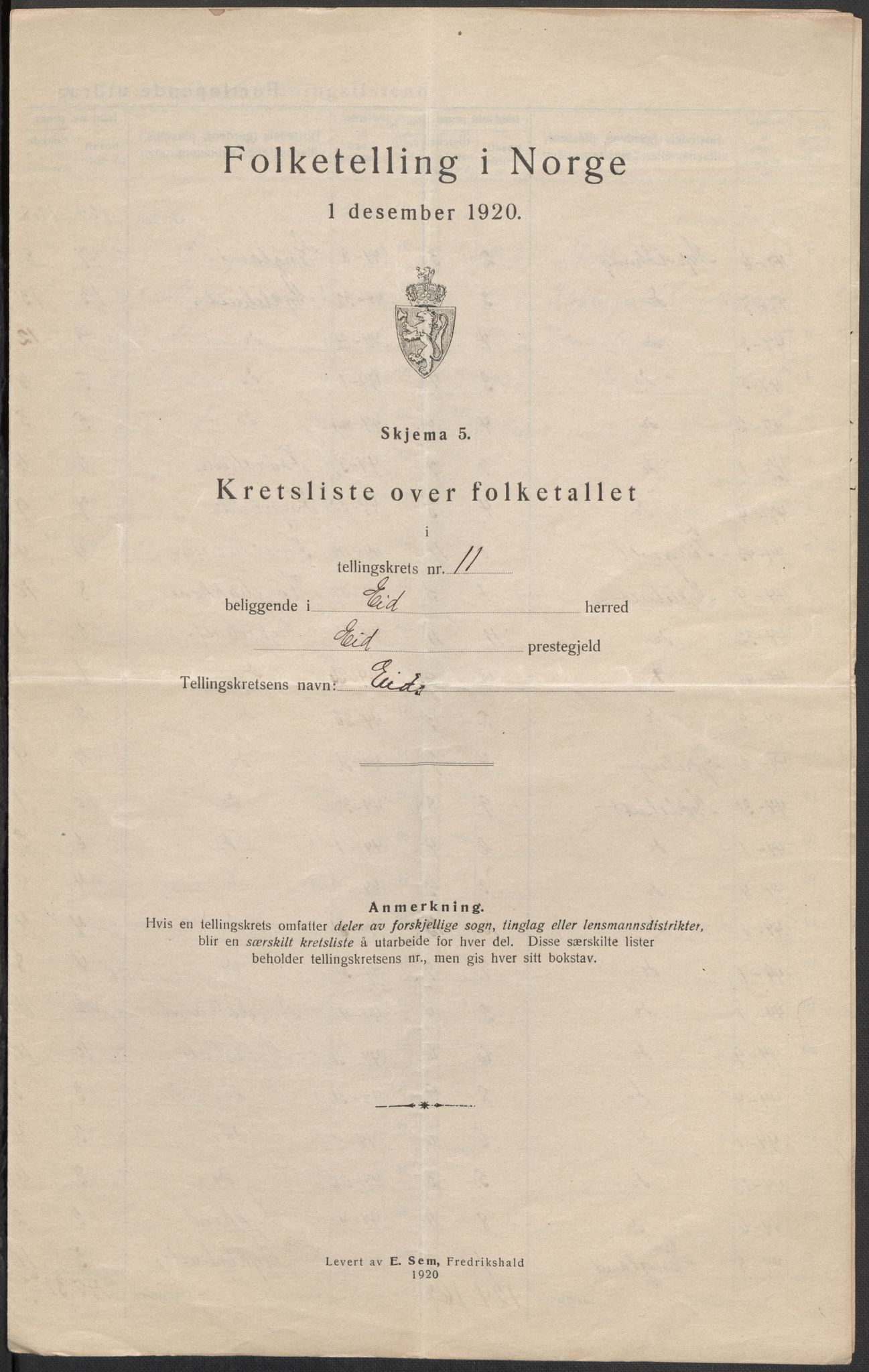 SAB, Folketelling 1920 for 1443 Eid herred, 1920, s. 36