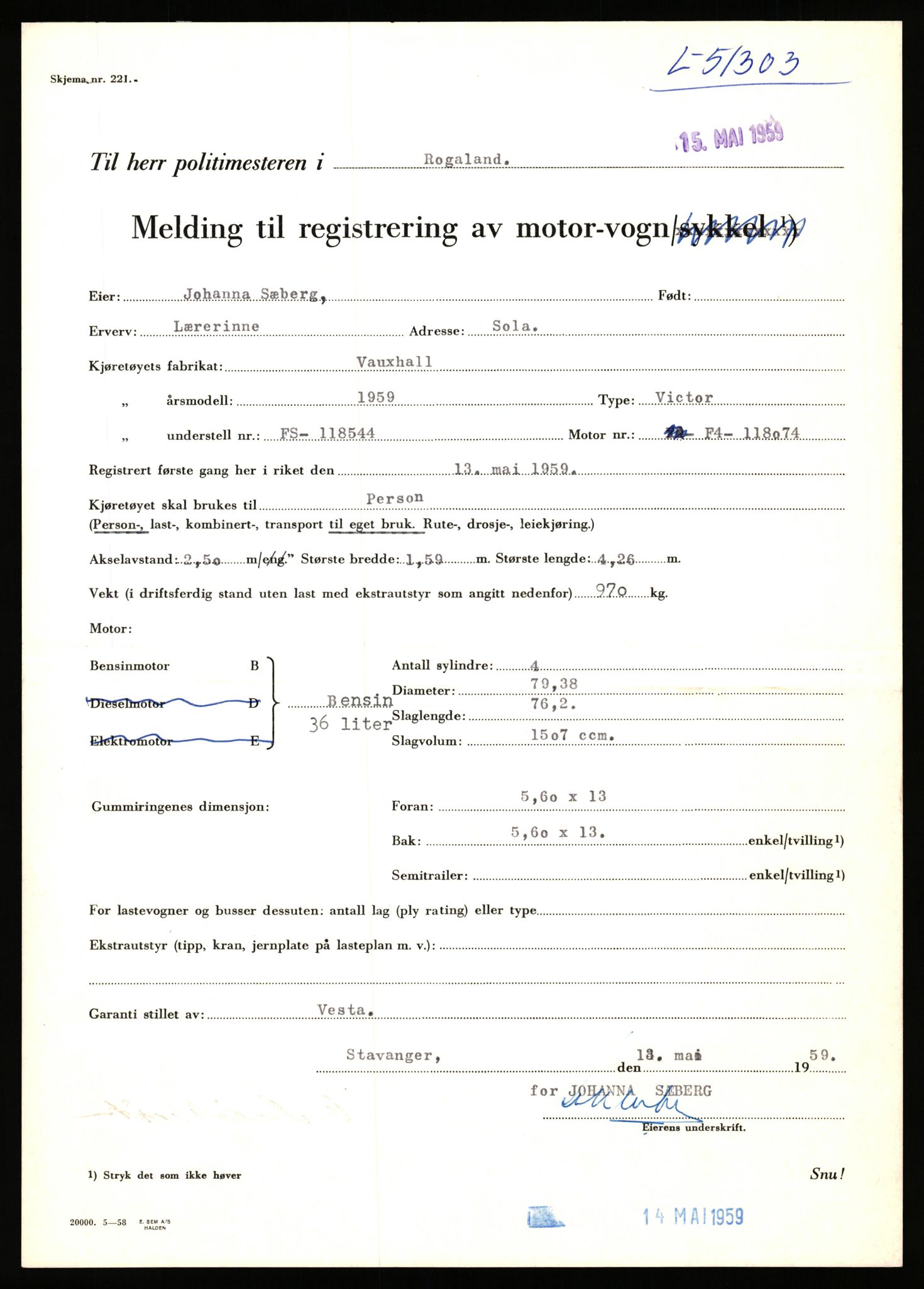 Stavanger trafikkstasjon, AV/SAST-A-101942/0/F/L0051: L-51300 - L-52099, 1930-1971, s. 13