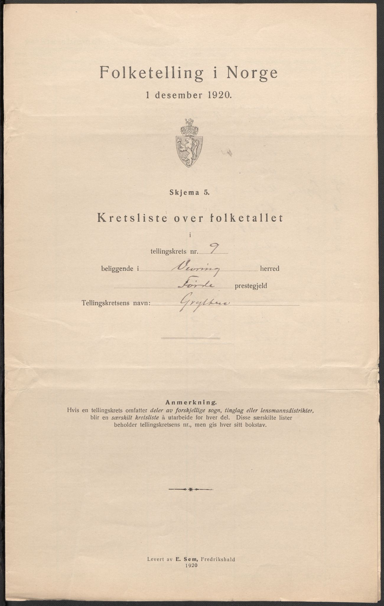 SAB, Folketelling 1920 for 1434 Vevring herred, 1920, s. 21
