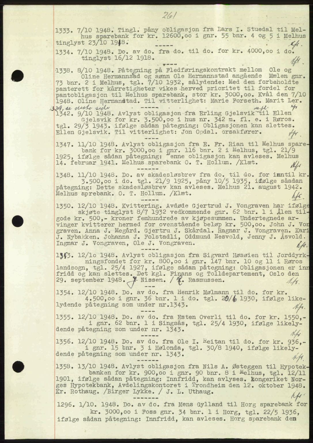 Gauldal sorenskriveri, SAT/A-0014/1/2/2C: Pantebok nr. A6, 1948-1948, Dagboknr: 1333/1948