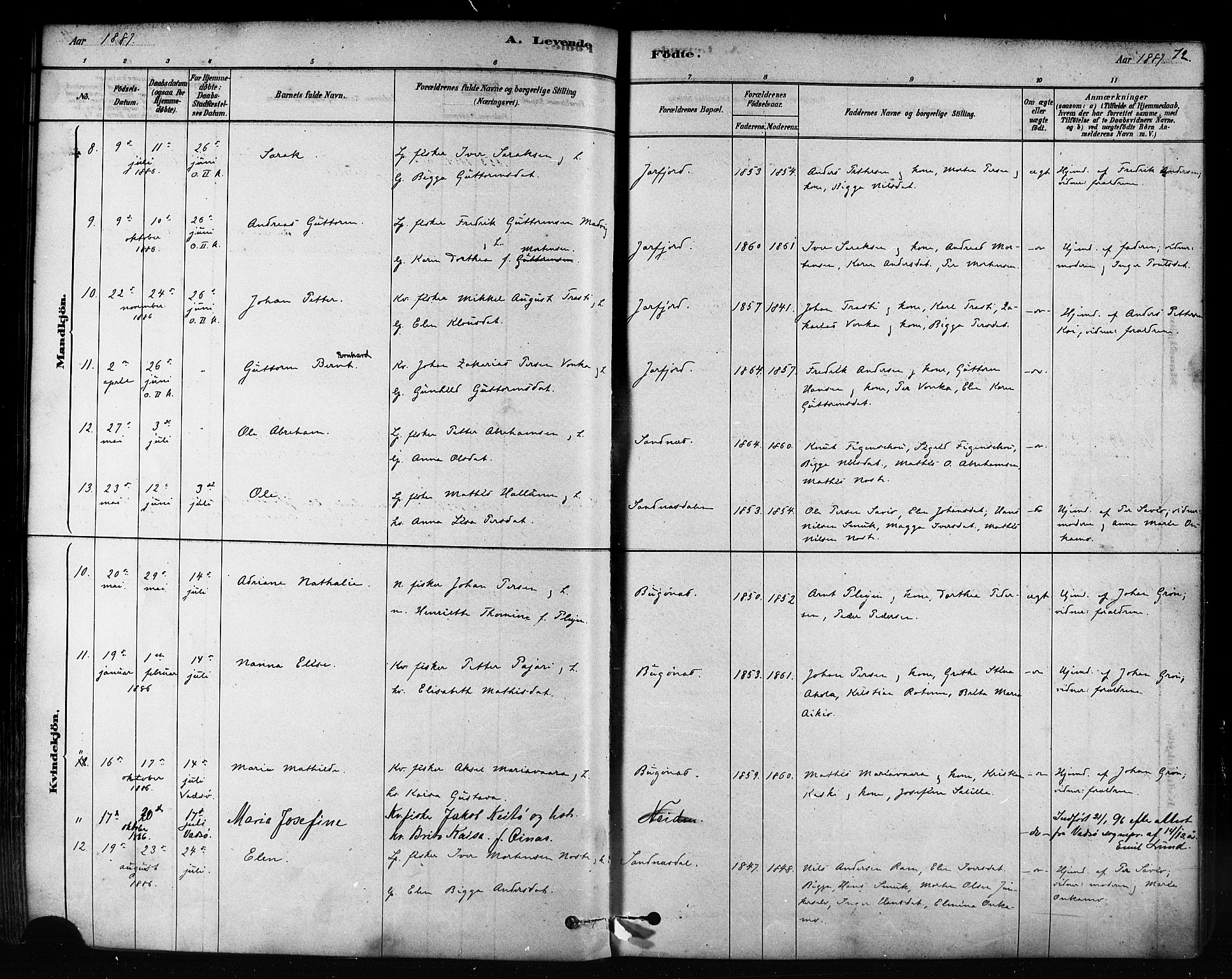 Sør-Varanger sokneprestkontor, AV/SATØ-S-1331/H/Ha/L0003kirke: Ministerialbok nr. 3, 1878-1891, s. 72
