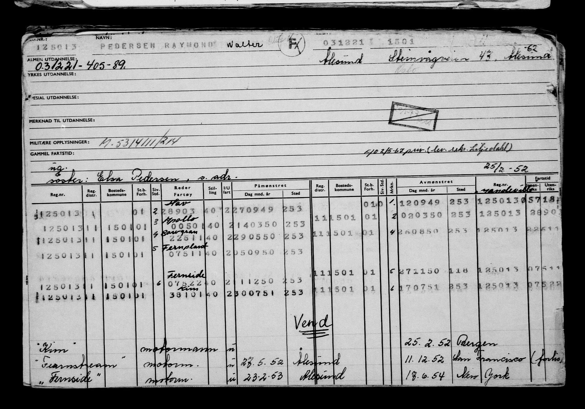 Direktoratet for sjømenn, AV/RA-S-3545/G/Gb/L0200: Hovedkort, 1921, s. 405