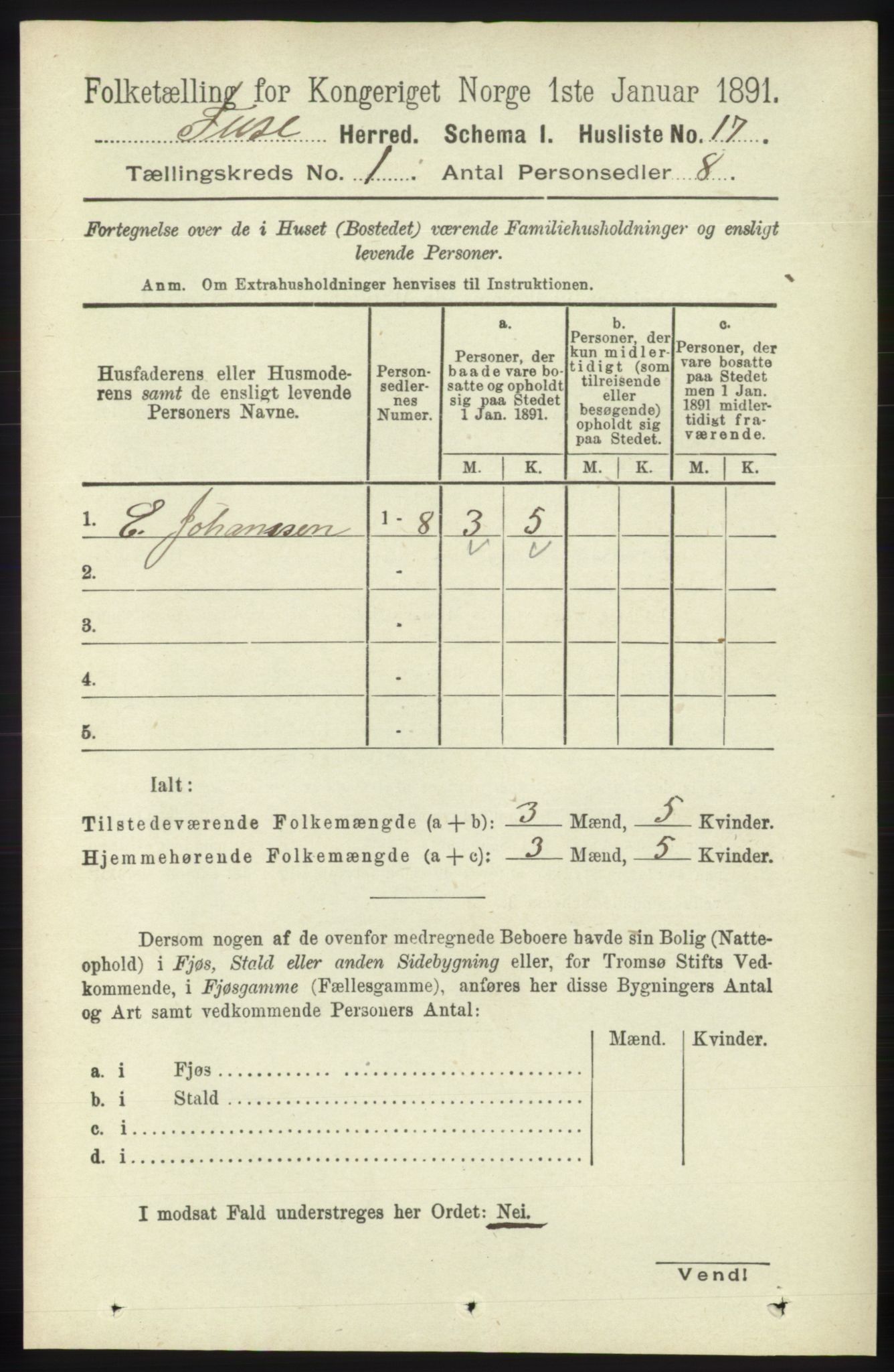 RA, Folketelling 1891 for 1241 Fusa herred, 1891, s. 58