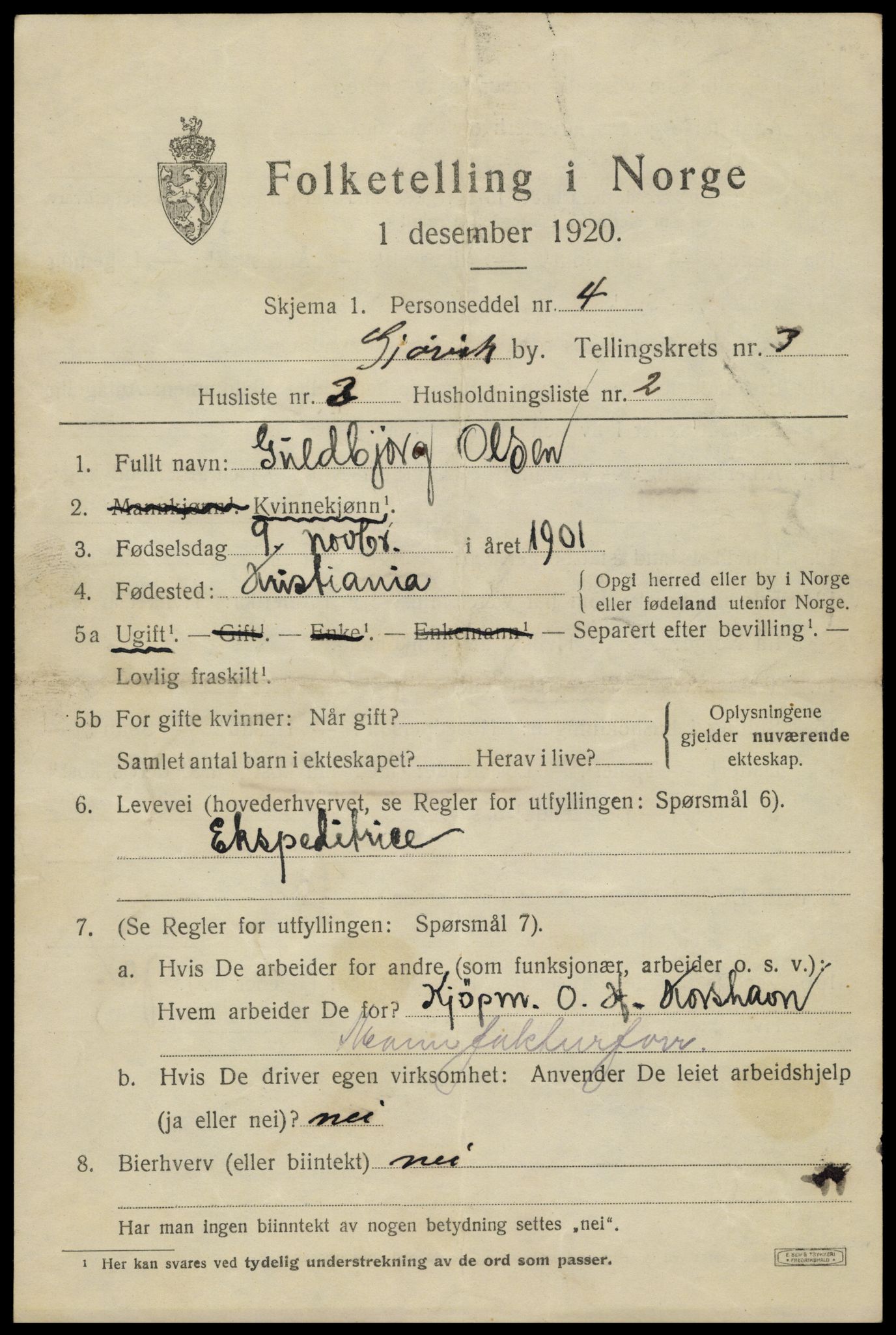 SAH, Folketelling 1920 for 0502 Gjøvik kjøpstad, 1920, s. 6046