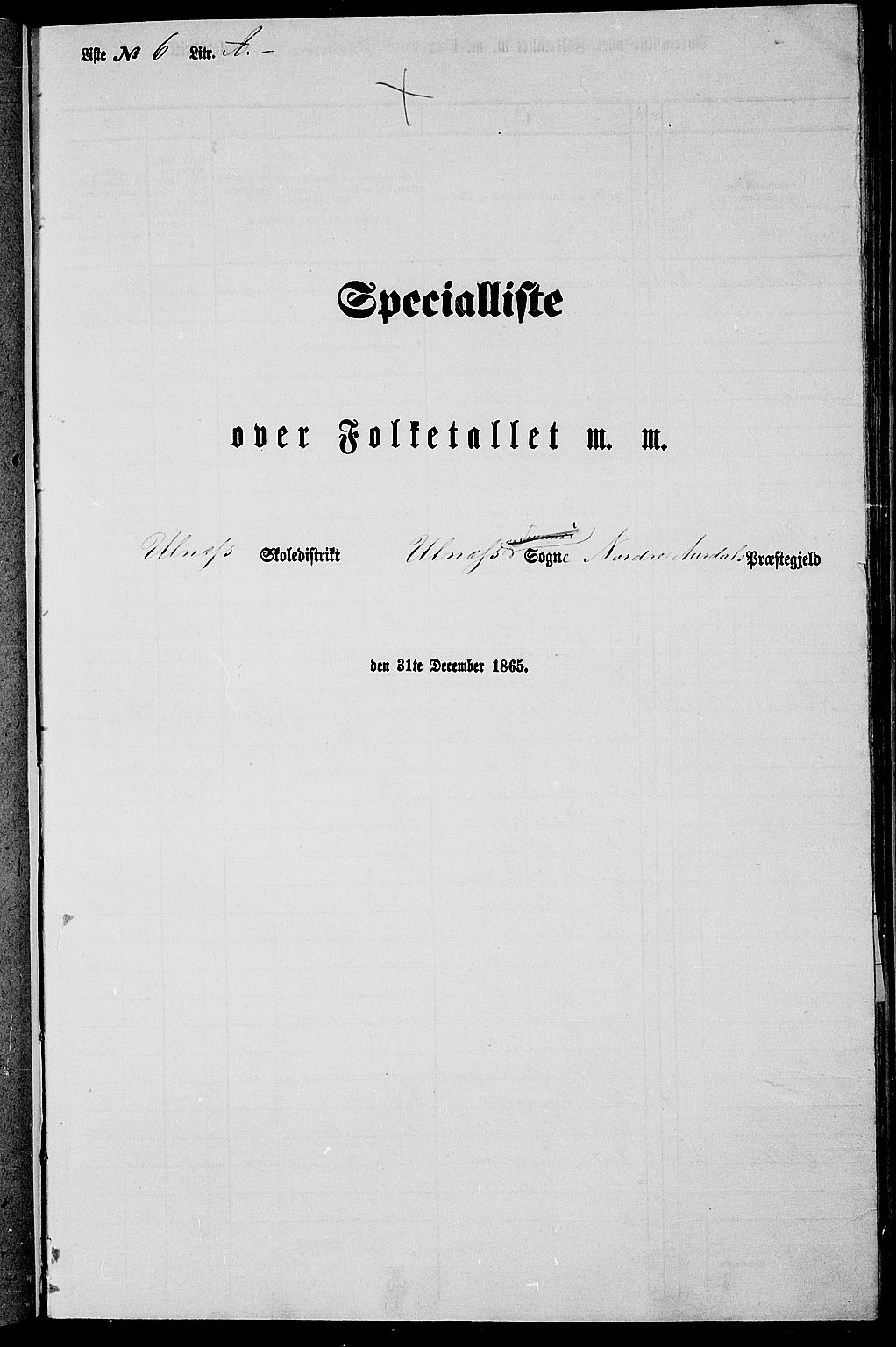 RA, Folketelling 1865 for 0542P Nord-Aurdal prestegjeld, 1865, s. 109