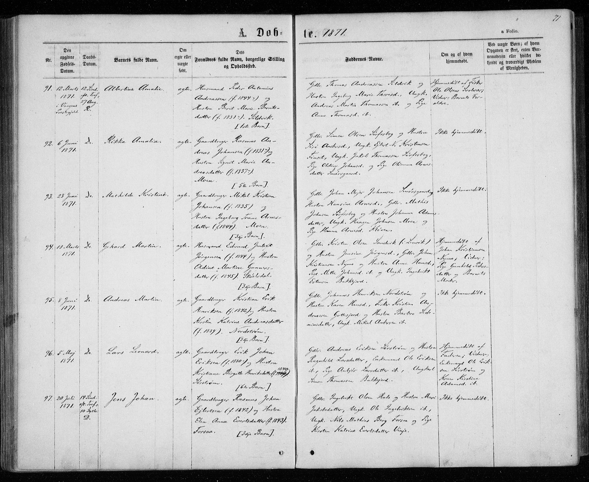 Tranøy sokneprestkontor, AV/SATØ-S-1313/I/Ia/Iaa/L0008kirke: Ministerialbok nr. 8, 1867-1877, s. 71