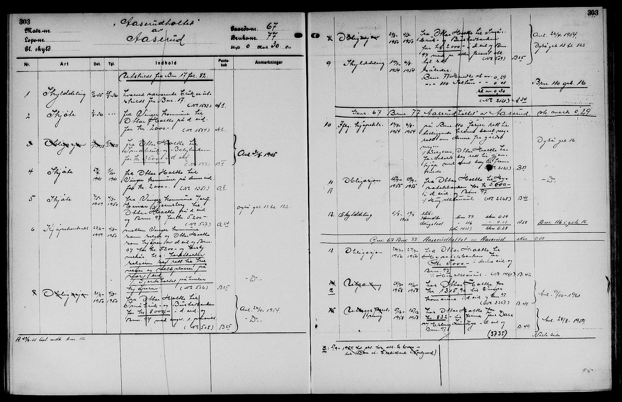 Vinger og Odal sorenskriveri, SAH/TING-022/H/Ha/Hac/Hacc/L0011: Panteregister nr. 3.11, 1923, s. 303