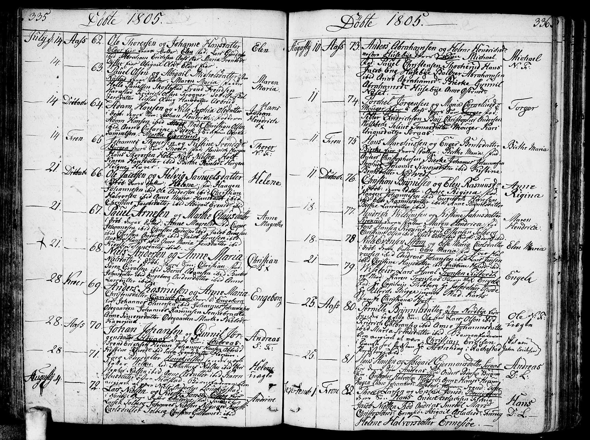 Ås prestekontor Kirkebøker, AV/SAO-A-10894/F/Fa/L0002: Ministerialbok nr. I 2, 1778-1813, s. 335-336