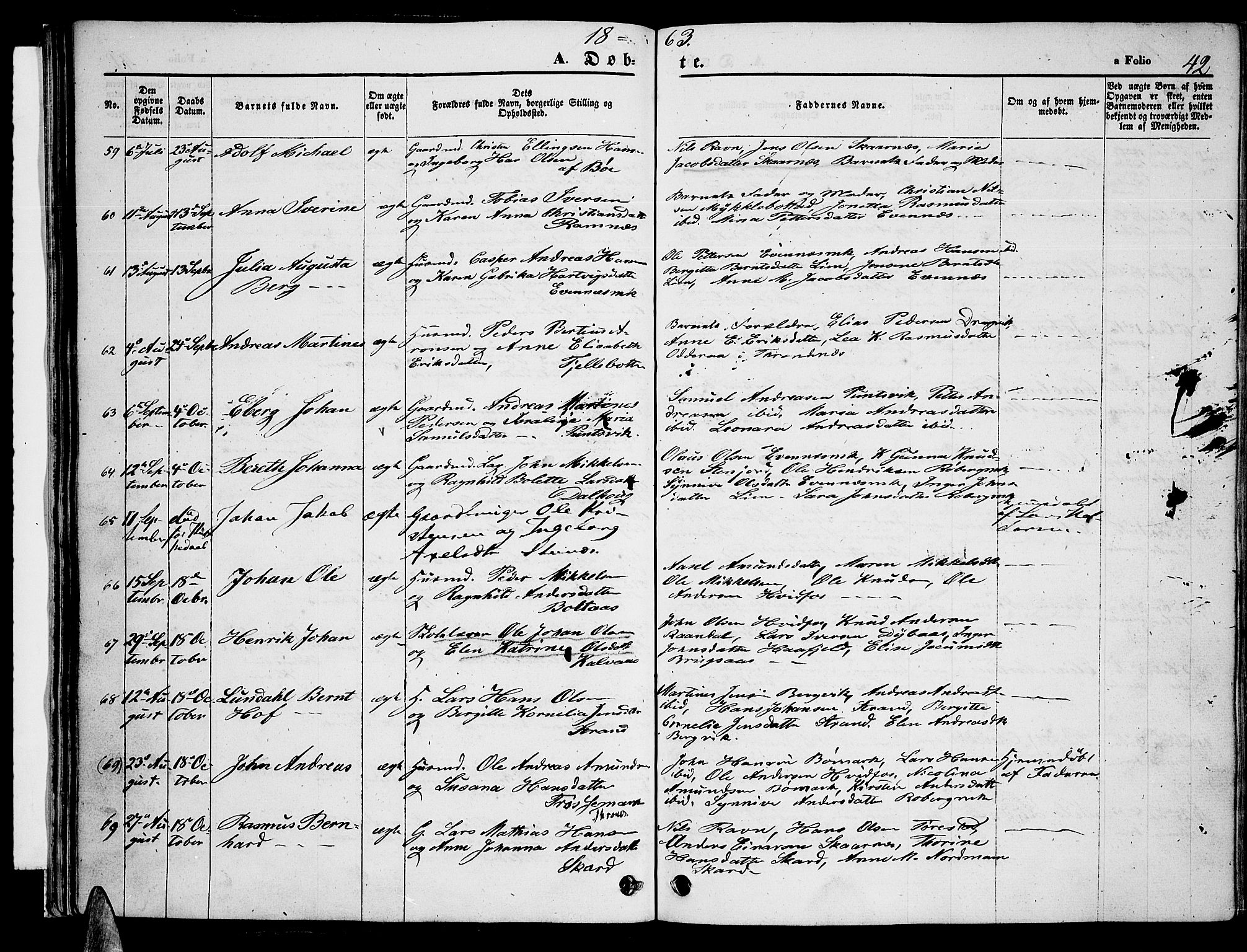 Ministerialprotokoller, klokkerbøker og fødselsregistre - Nordland, AV/SAT-A-1459/863/L0912: Klokkerbok nr. 863C02, 1858-1876, s. 42