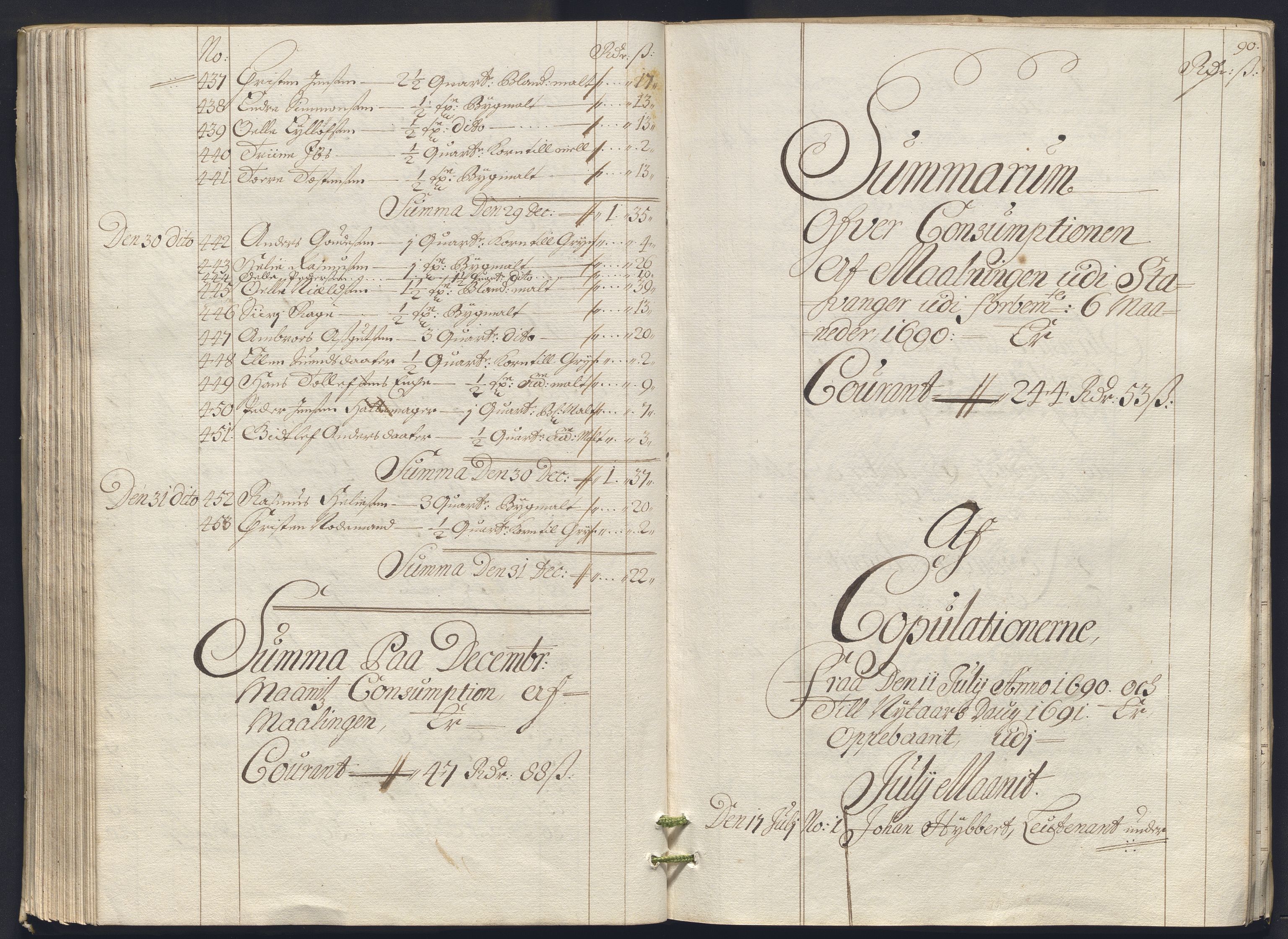 Rentekammeret inntil 1814, Reviderte regnskaper, Byregnskaper, RA/EA-4066/R/Ro/L0333: [O25] Konsumpsjonsregnskap, 1690-1704, s. 246