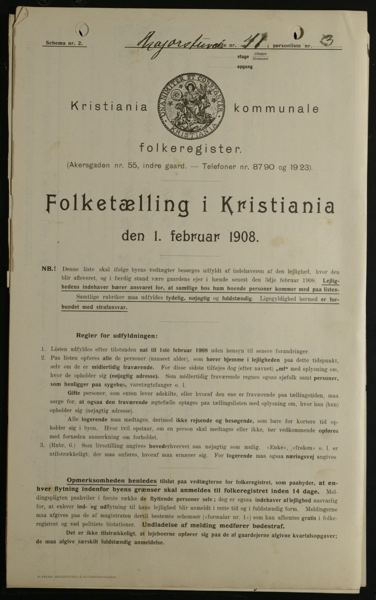 OBA, Kommunal folketelling 1.2.1908 for Kristiania kjøpstad, 1908, s. 53748