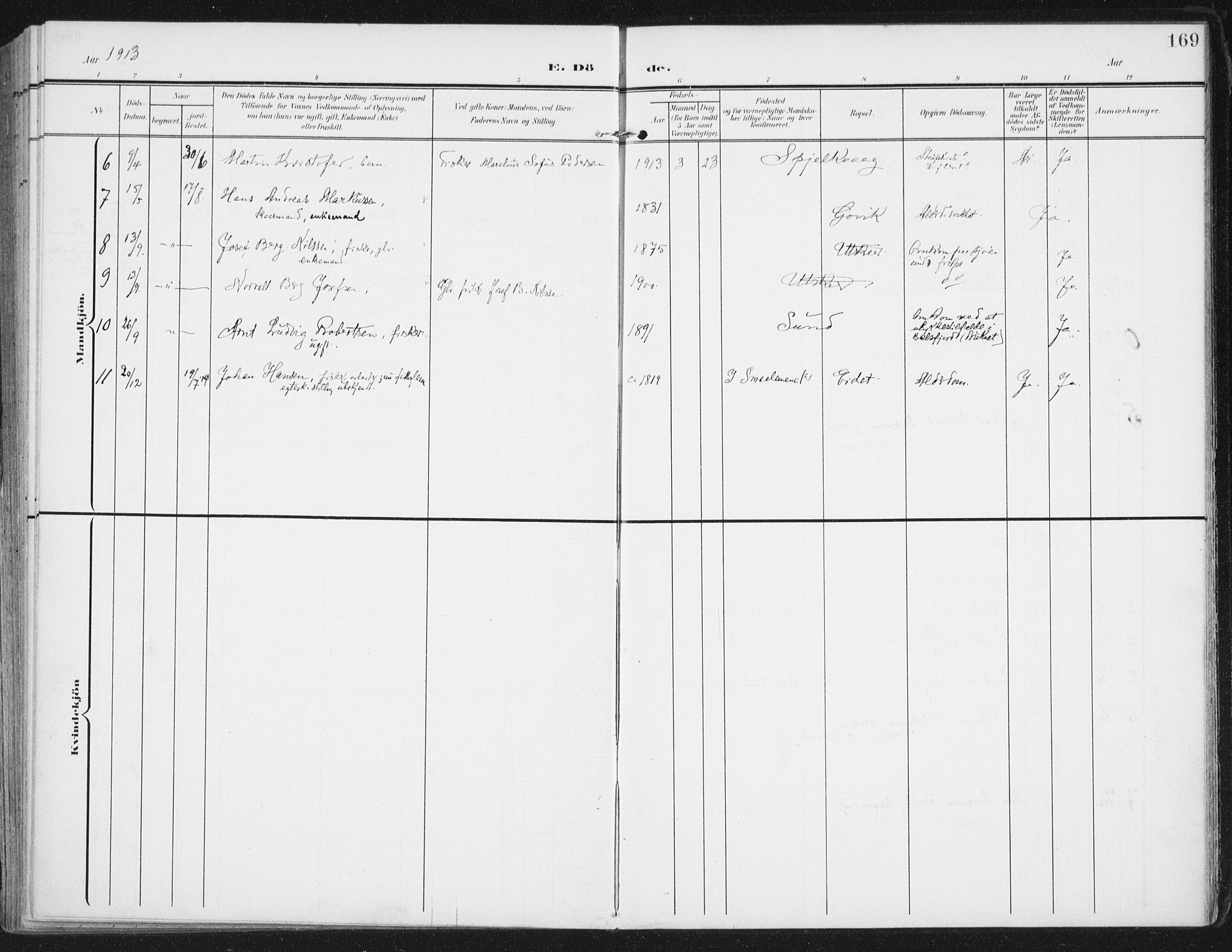 Ministerialprotokoller, klokkerbøker og fødselsregistre - Nordland, SAT/A-1459/892/L1321: Ministerialbok nr. 892A02, 1902-1918, s. 169