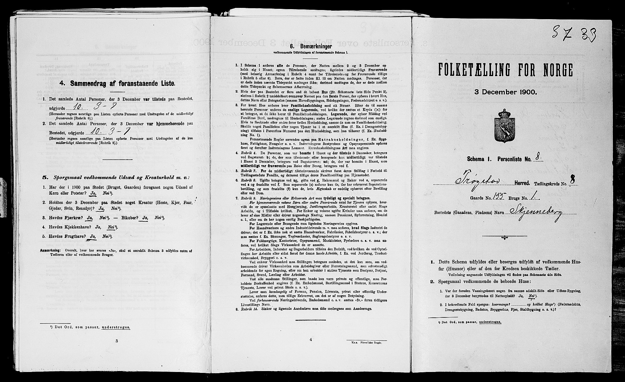 SAO, Folketelling 1900 for 0122 Trøgstad herred, 1900