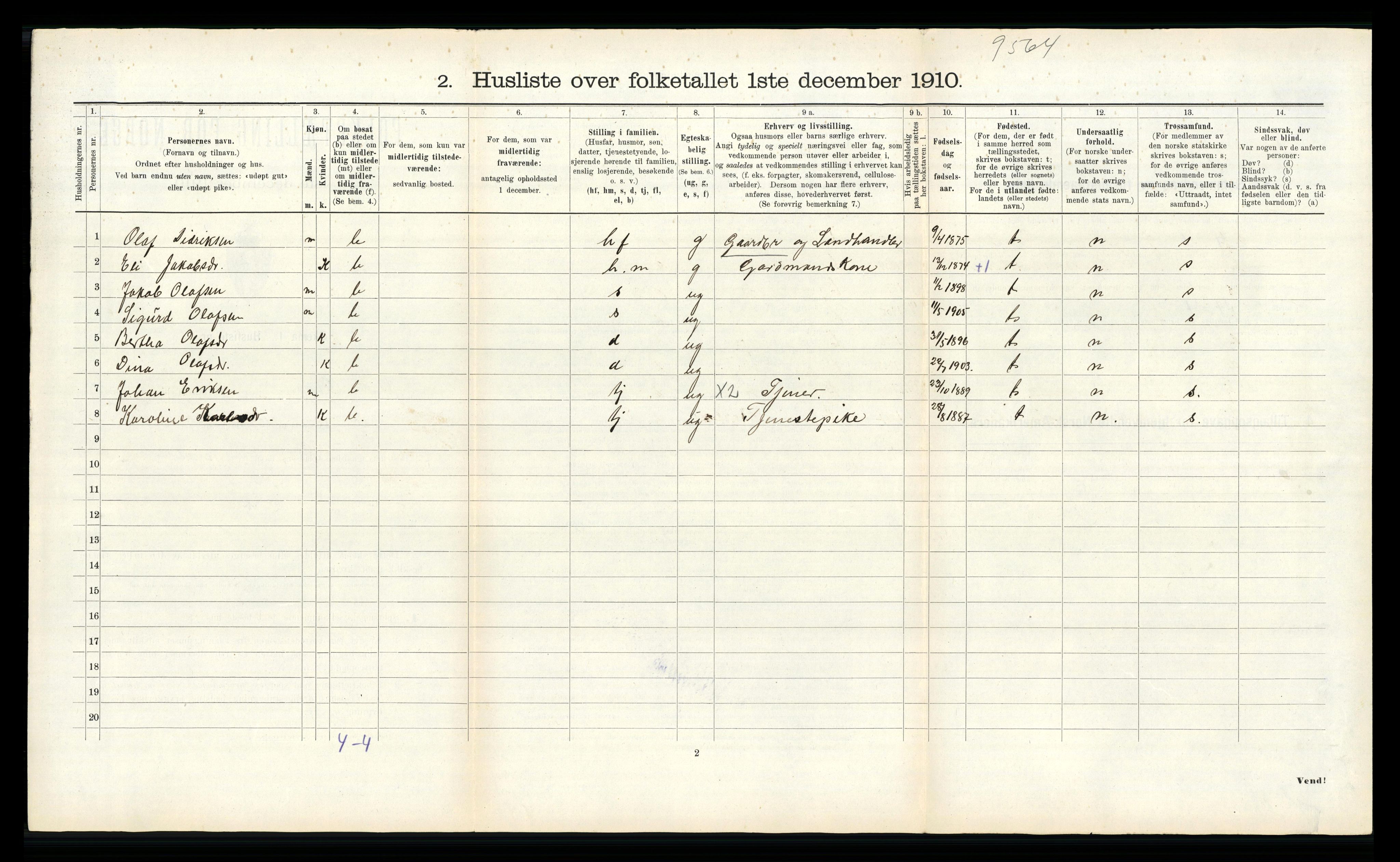 RA, Folketelling 1910 for 1440 Nord-Vågsøy herred, 1910, s. 208