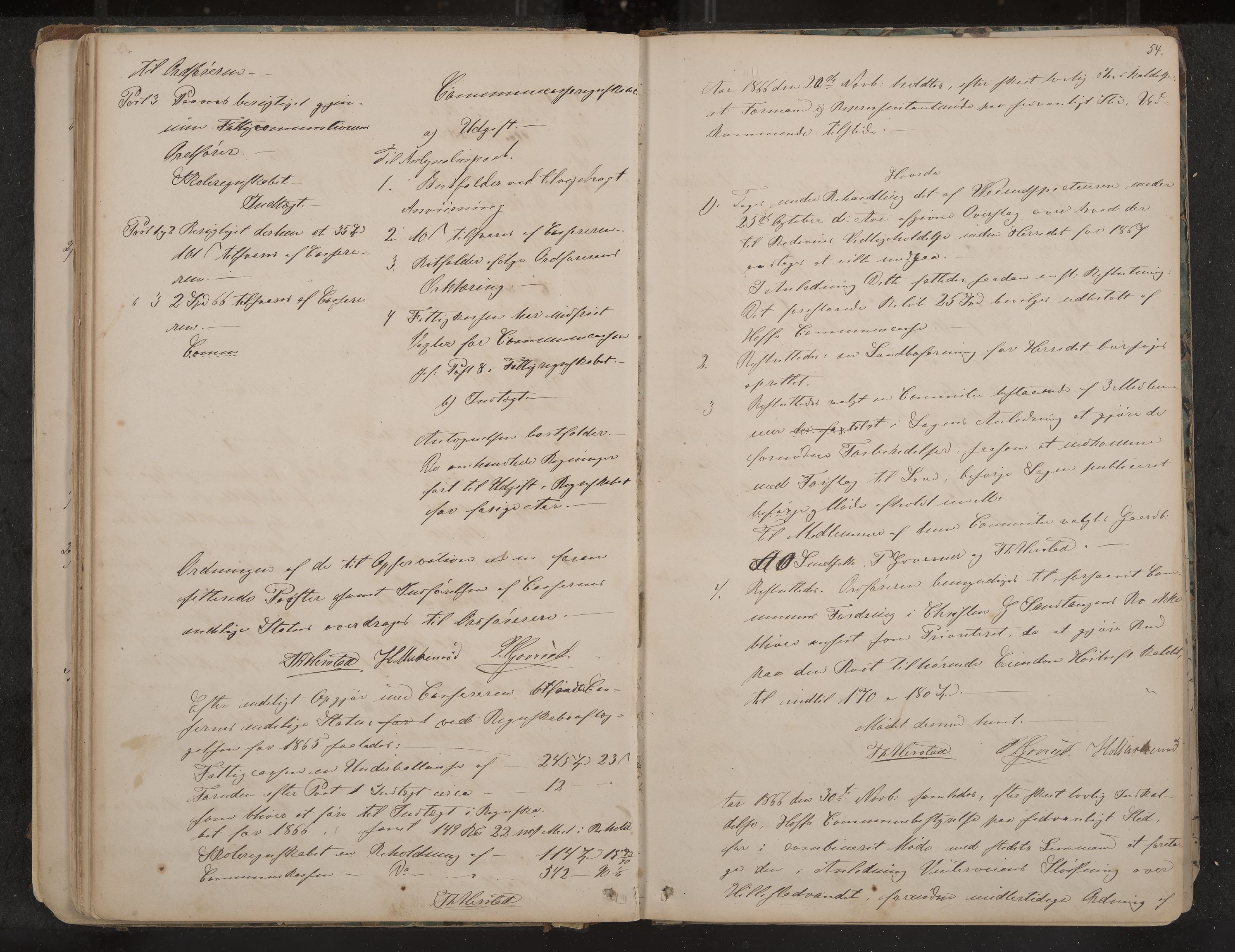 Hof formannskap og sentraladministrasjon, IKAK/0714021-1/A/Aa/L0002: Møtebok med register, 1859-1873, s. 54