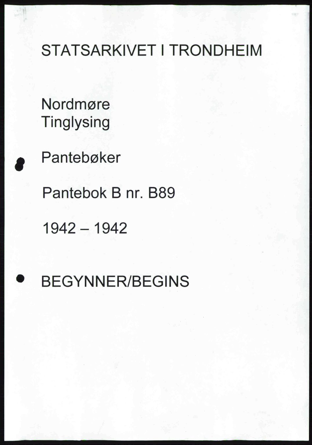 Nordmøre sorenskriveri, AV/SAT-A-4132/1/2/2Ca: Pantebok nr. B89, 1942-1942