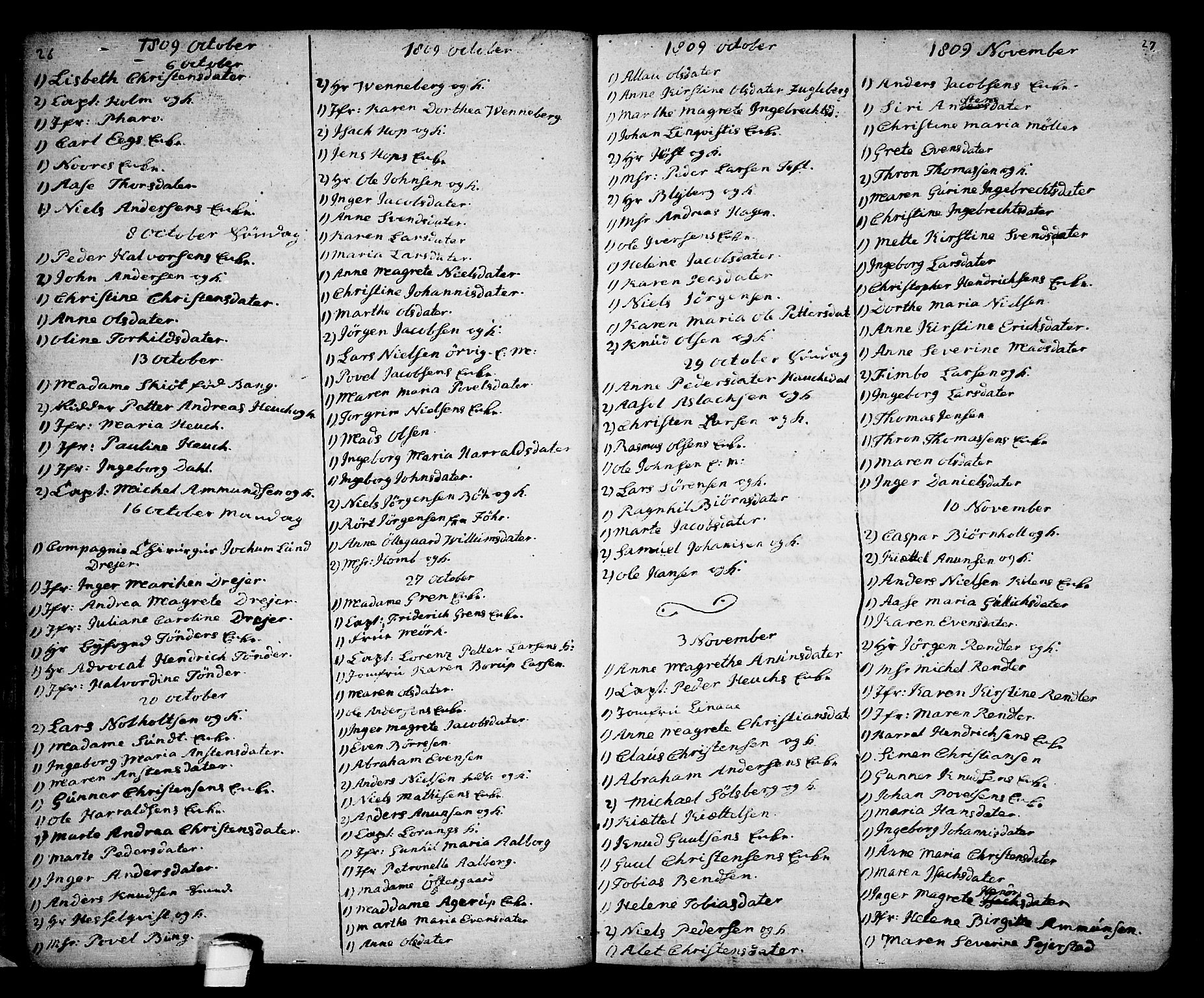 Kragerø kirkebøker, SAKO/A-278/G/Ga/L0001: Klokkerbok nr. 1 /1, 1806-1811, s. 26-27
