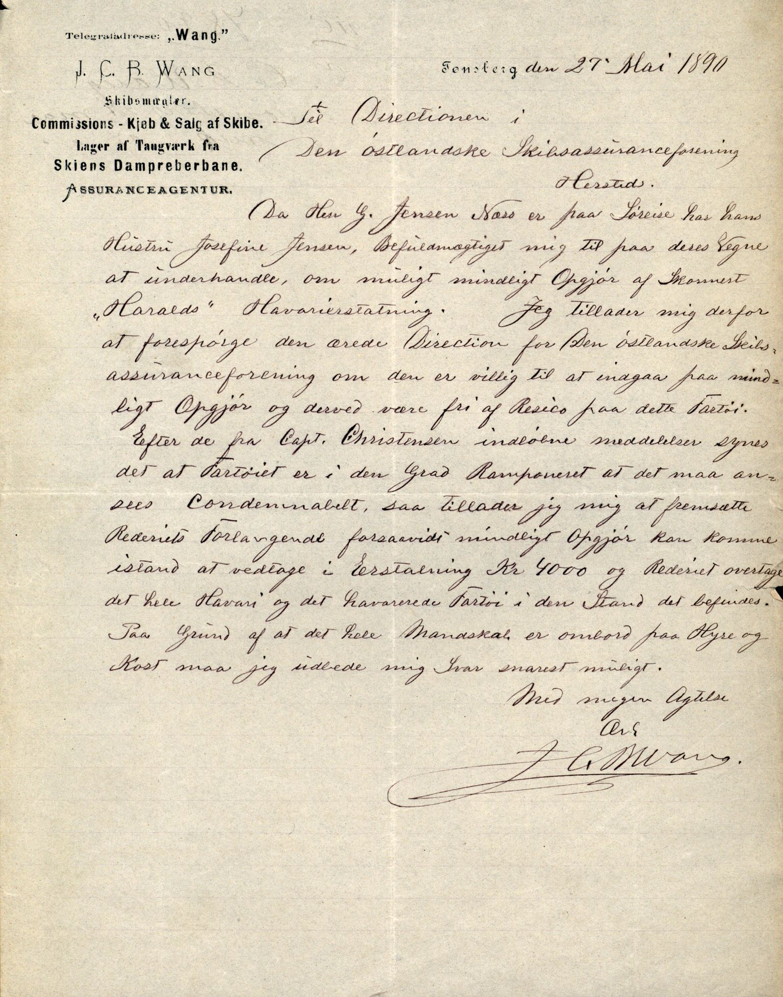 Pa 63 - Østlandske skibsassuranceforening, VEMU/A-1079/G/Ga/L0025/0004: Havaridokumenter / Imanuel, Hefhi, Guldregn, Haabet, Harald, Windsor, 1890, s. 84