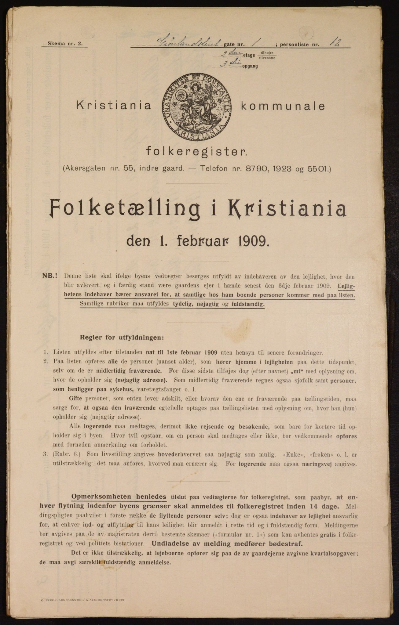 OBA, Kommunal folketelling 1.2.1909 for Kristiania kjøpstad, 1909, s. 28711