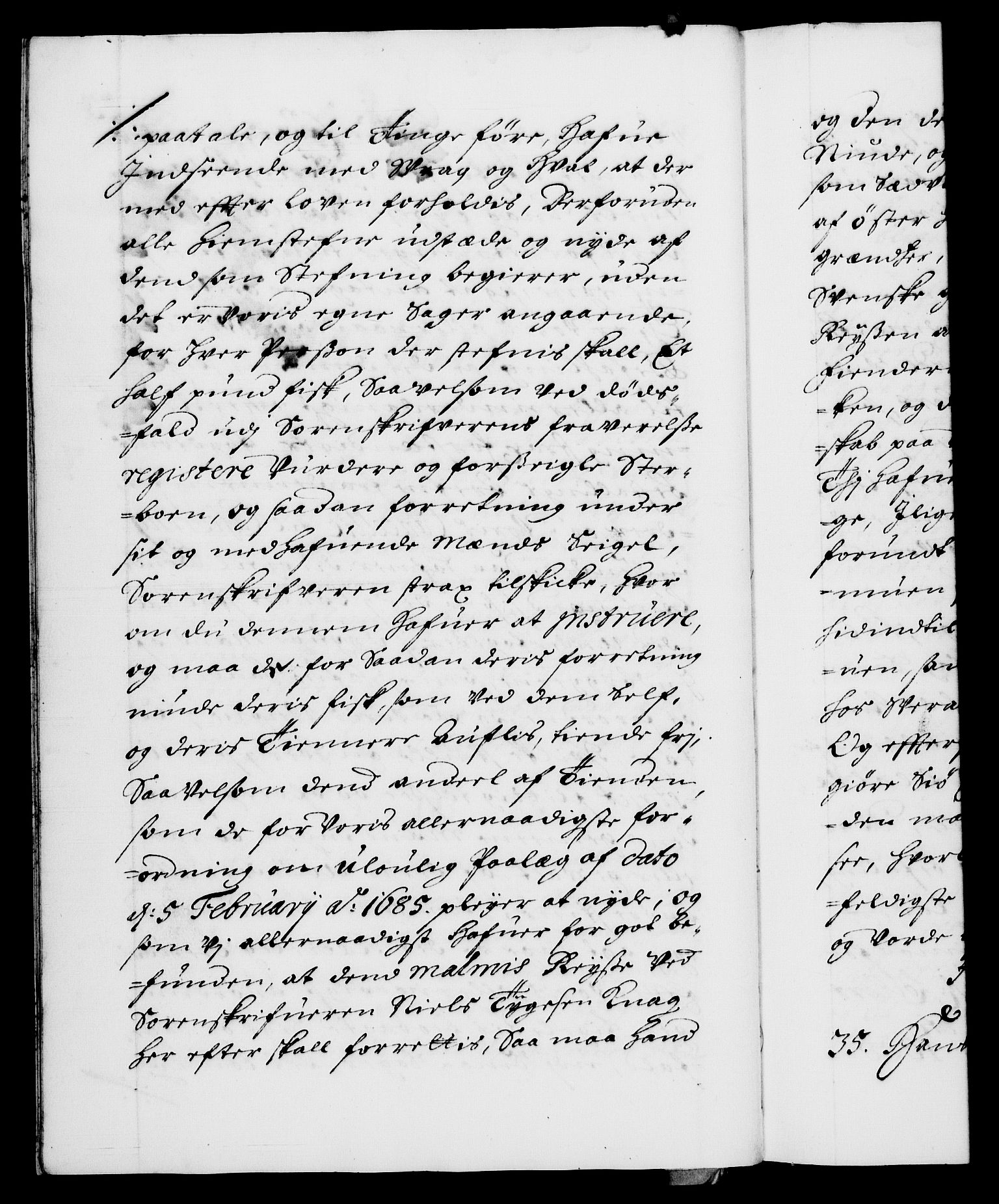 Danske Kanselli 1572-1799, AV/RA-EA-3023/F/Fc/Fca/Fcab/L0014: Norske tegnelser (mikrofilm), 1688-1691, s. 23b