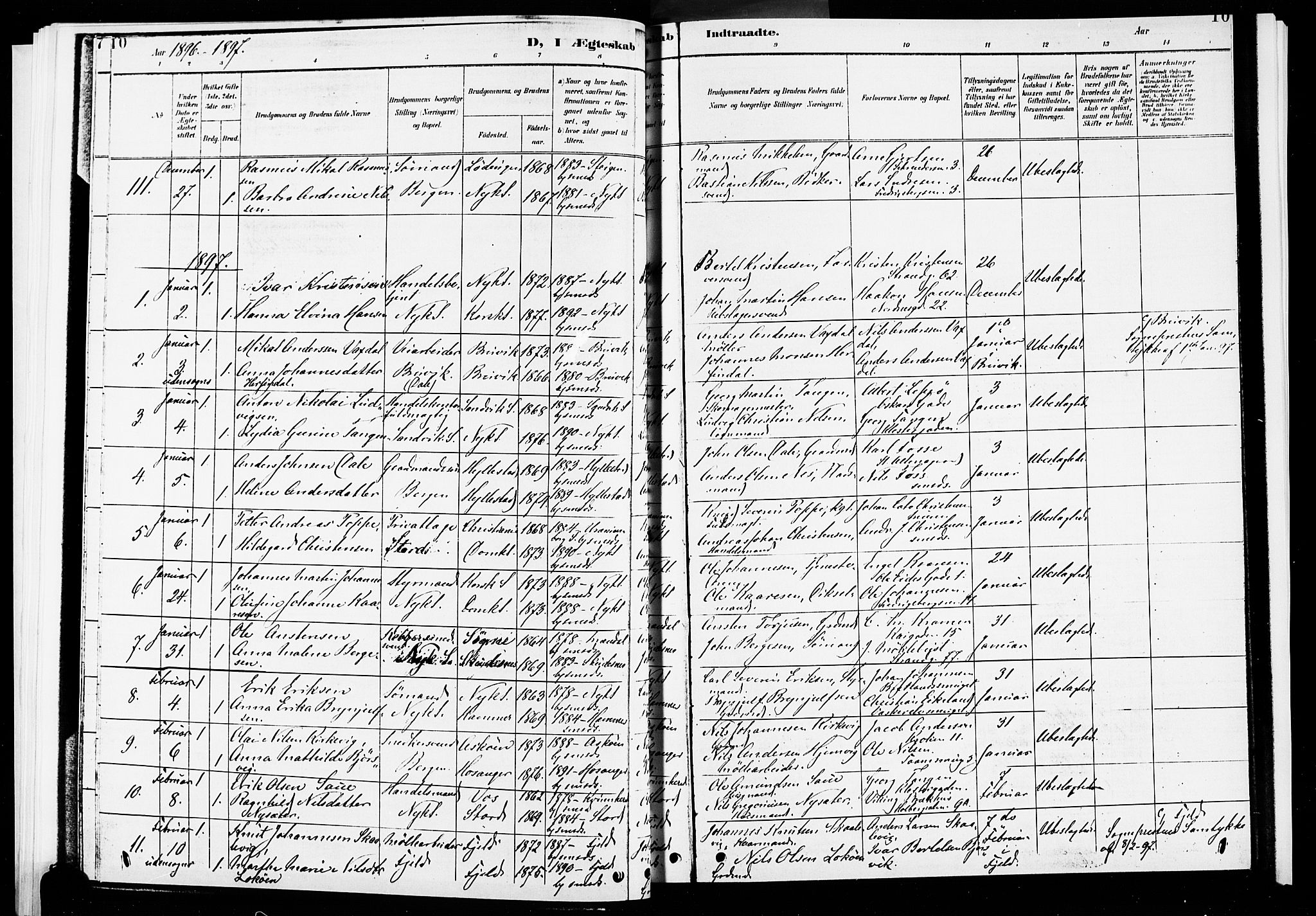 Nykirken Sokneprestembete, AV/SAB-A-77101/H/Hab: Klokkerbok nr. D 2, 1896-1905, s. 10