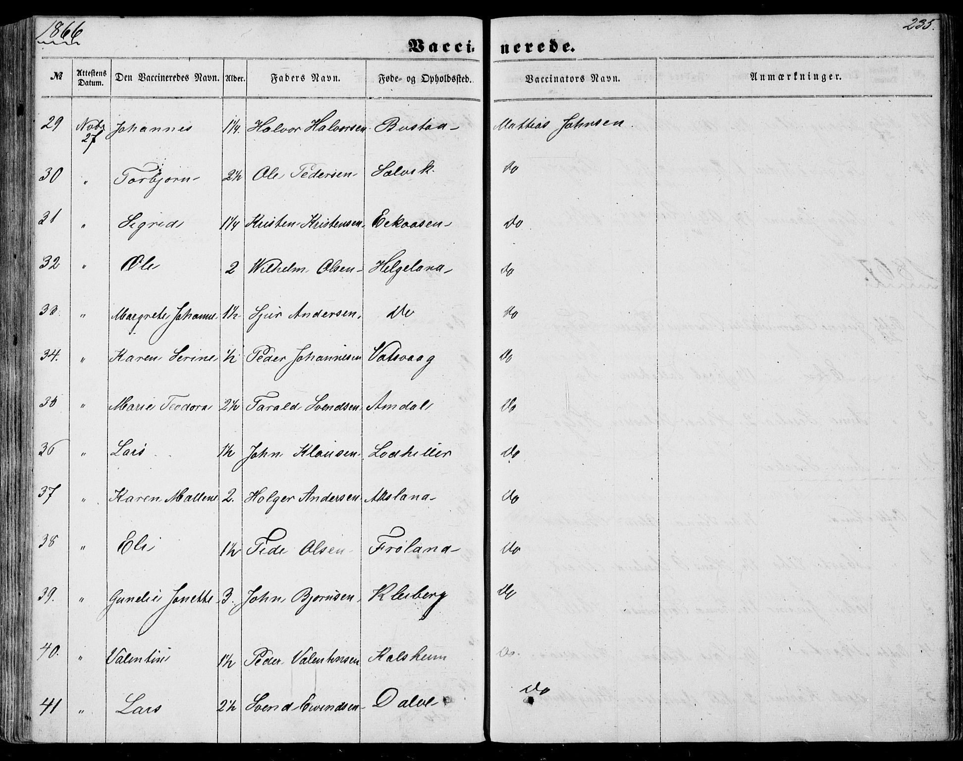 Nedstrand sokneprestkontor, SAST/A-101841/01/IV: Ministerialbok nr. A 9, 1861-1876, s. 235