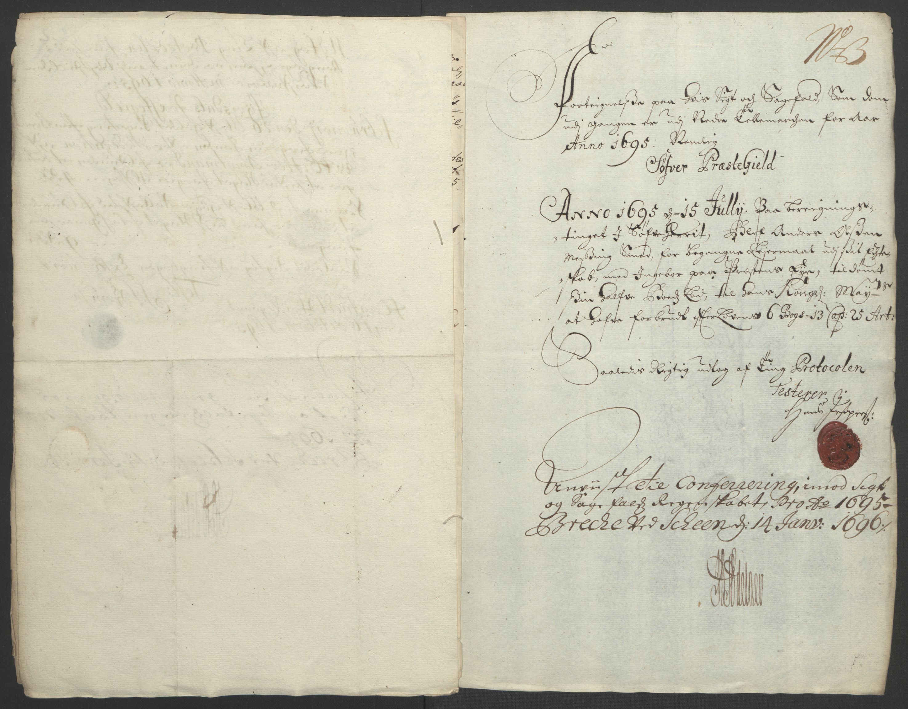 Rentekammeret inntil 1814, Reviderte regnskaper, Fogderegnskap, AV/RA-EA-4092/R36/L2093: Fogderegnskap Øvre og Nedre Telemark og Bamble, 1695, s. 57