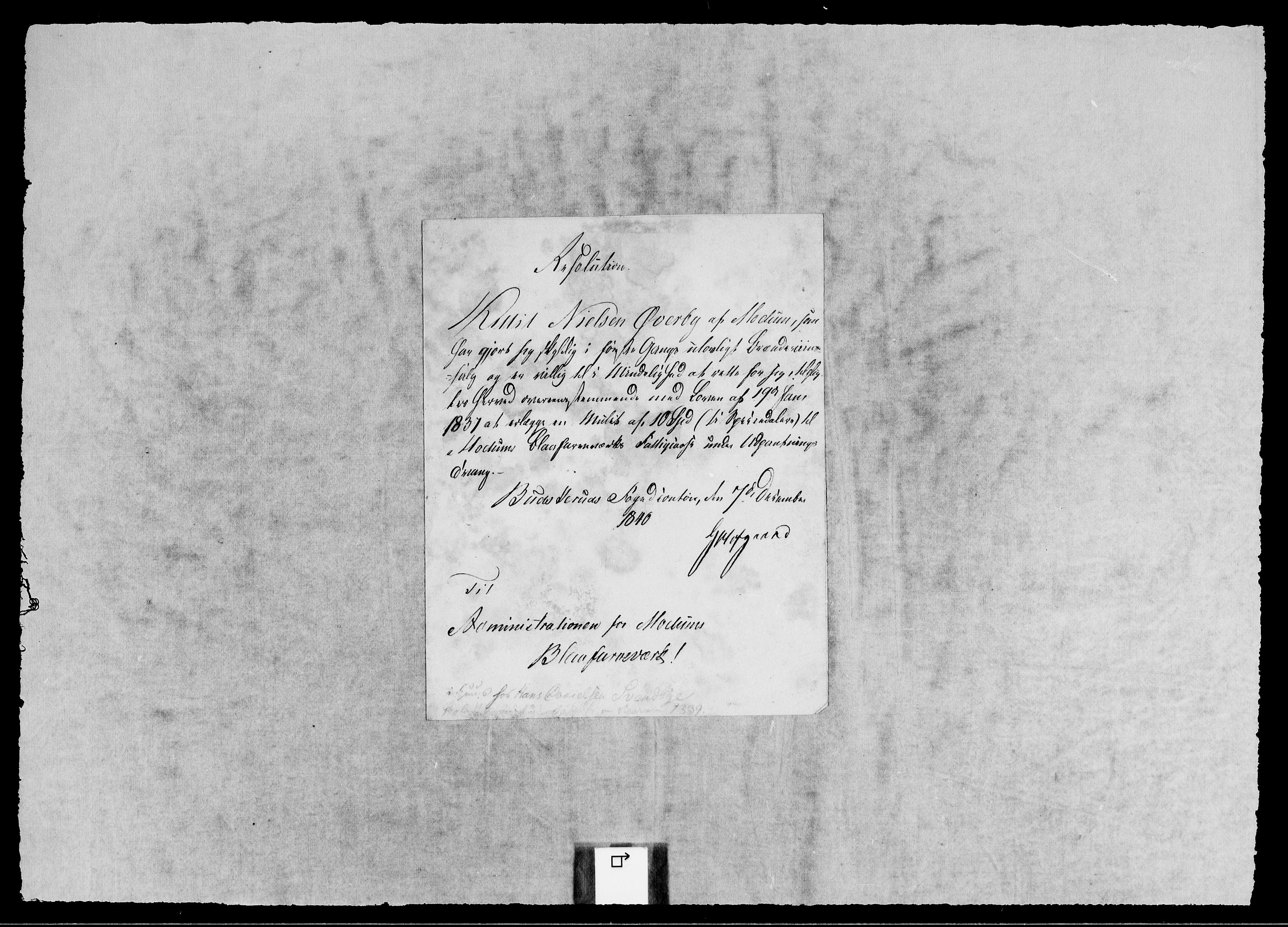 Modums Blaafarveværk, AV/RA-PA-0157/G/Gb/L0124/0001: -- / Innkomne brev G - Z, 1839-1840, s. 2