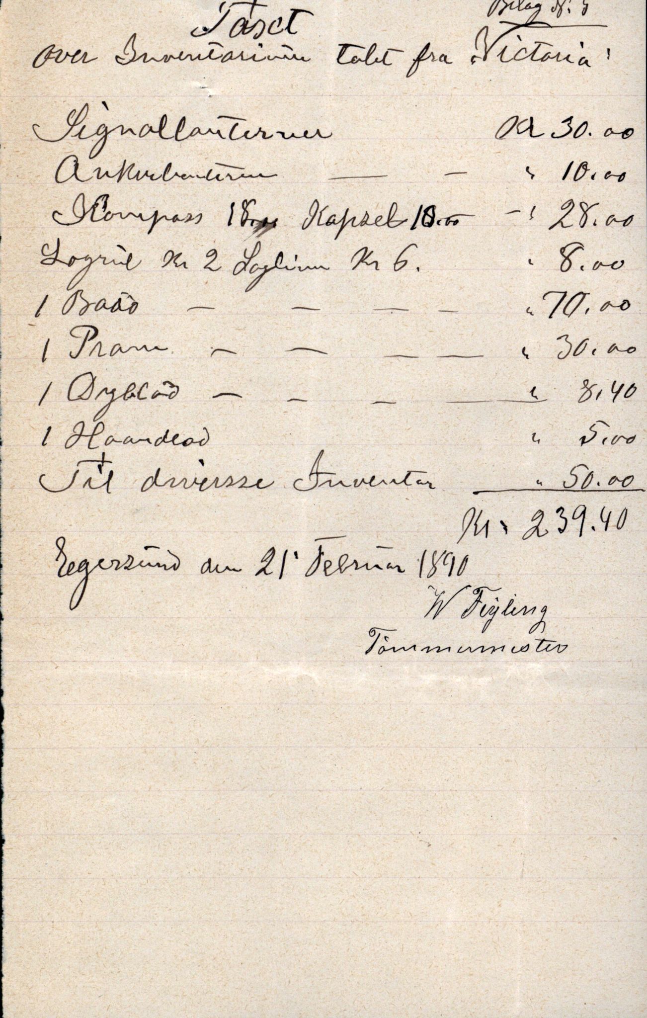 Pa 63 - Østlandske skibsassuranceforening, VEMU/A-1079/G/Ga/L0025/0002: Havaridokumenter / Victoria, St. Petersburg, Windsor, 1890, s. 11