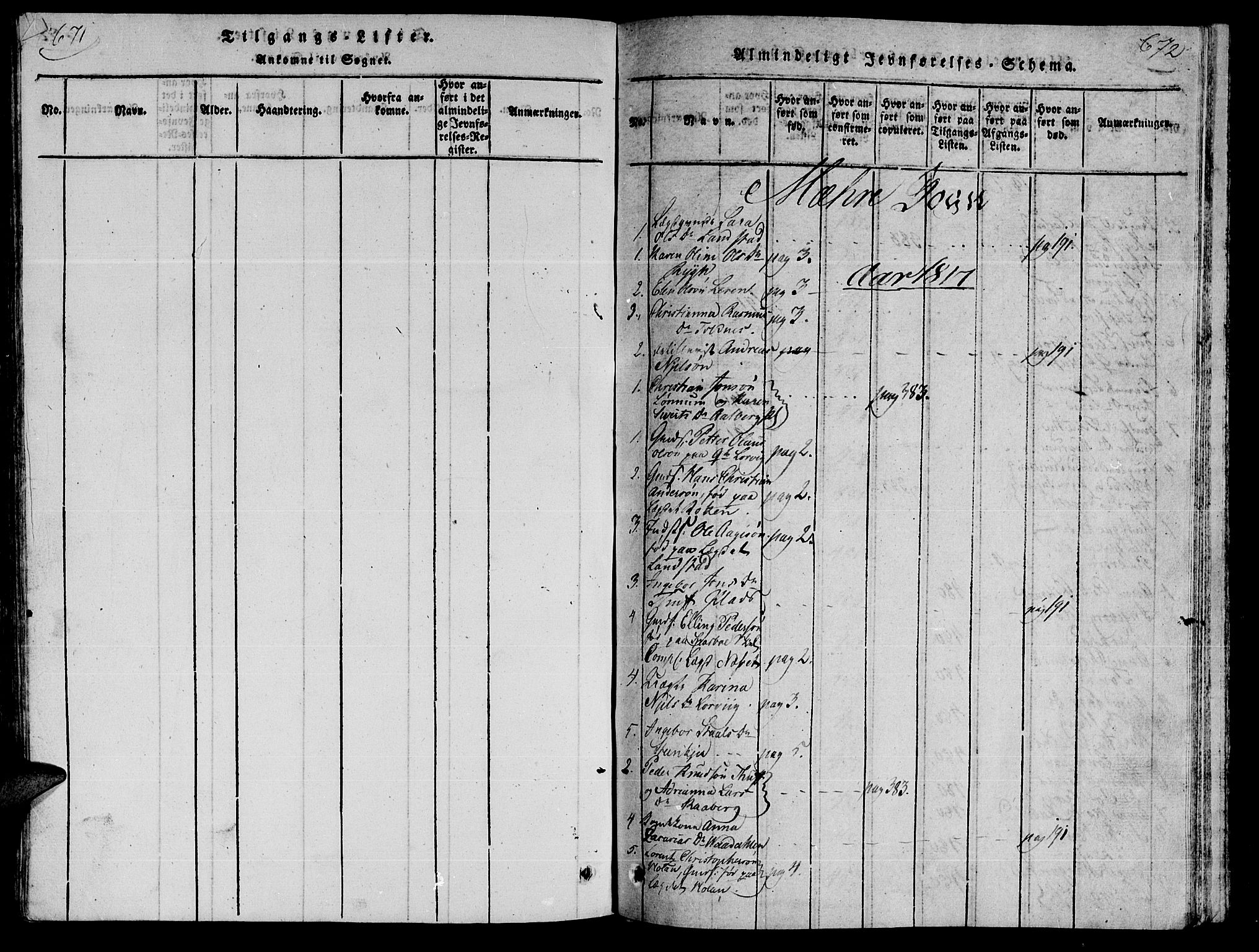 Ministerialprotokoller, klokkerbøker og fødselsregistre - Nord-Trøndelag, SAT/A-1458/735/L0333: Ministerialbok nr. 735A04 /1, 1816-1824, s. 671-672