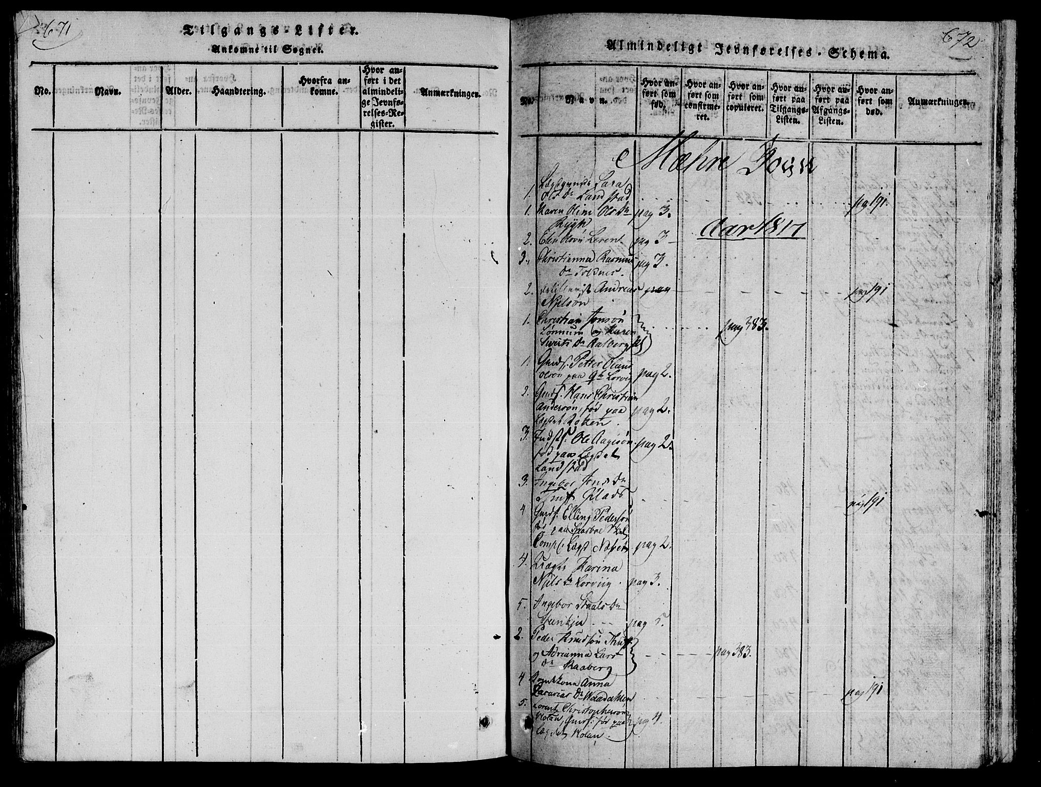 Ministerialprotokoller, klokkerbøker og fødselsregistre - Nord-Trøndelag, AV/SAT-A-1458/735/L0333: Ministerialbok nr. 735A04 /1, 1816-1824, s. 671-672