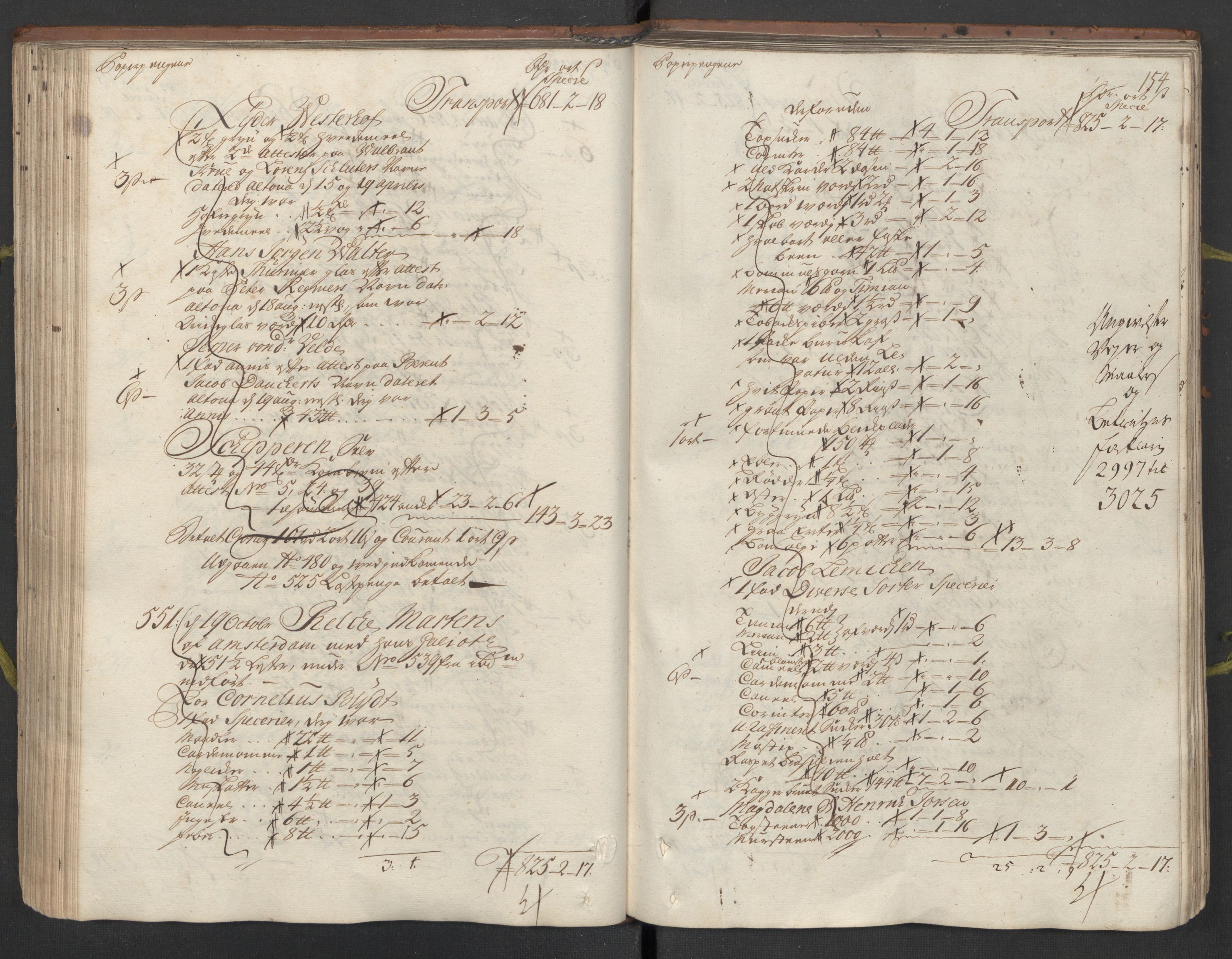 Generaltollkammeret, tollregnskaper, AV/RA-EA-5490/R26/L0023/0001: Tollregnskaper Bergen A / Inngående hovedtollbok, 1733, s. 153b-154a