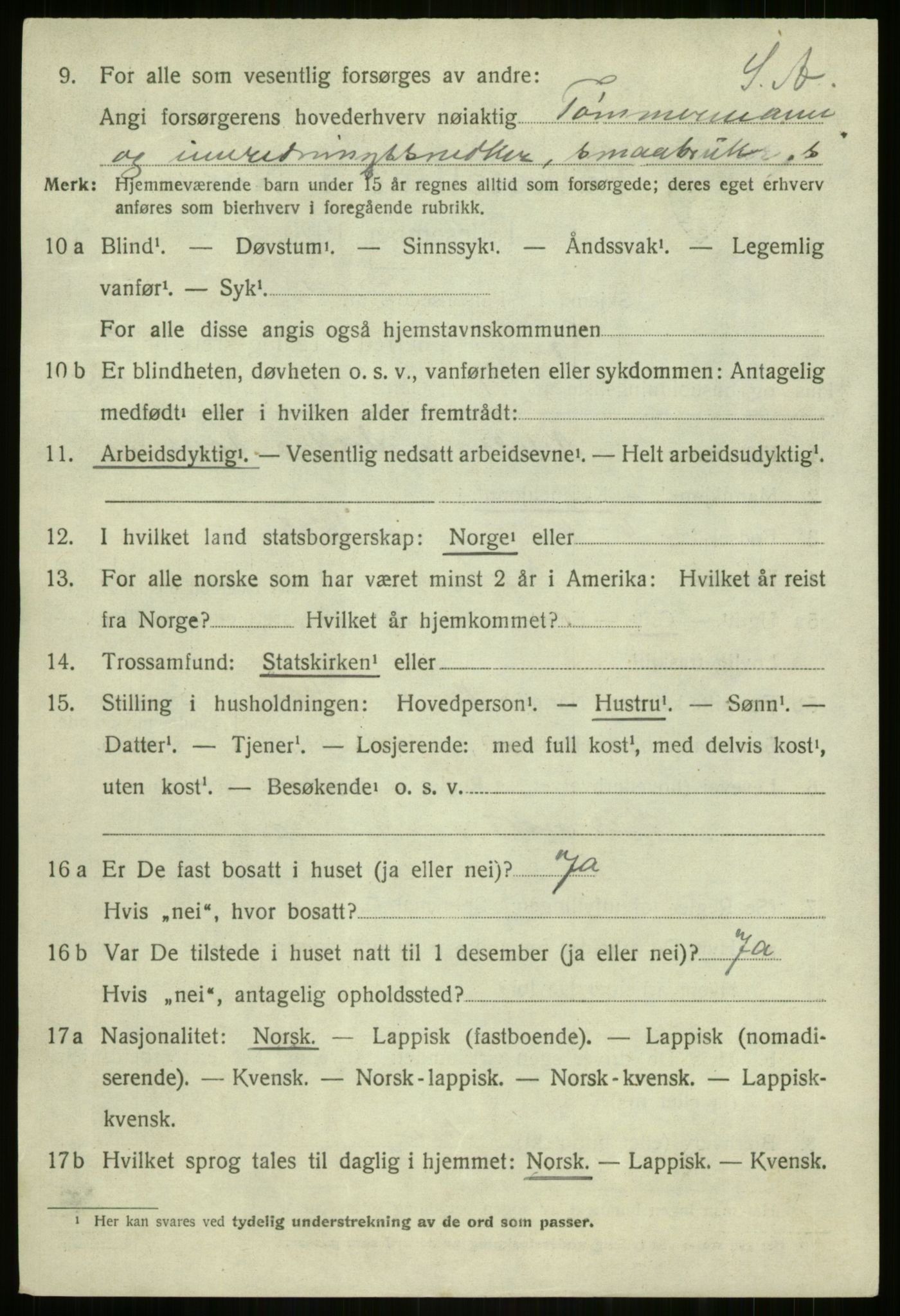 SATØ, Folketelling 1920 for 1926 Dyrøy herred, 1920, s. 1652