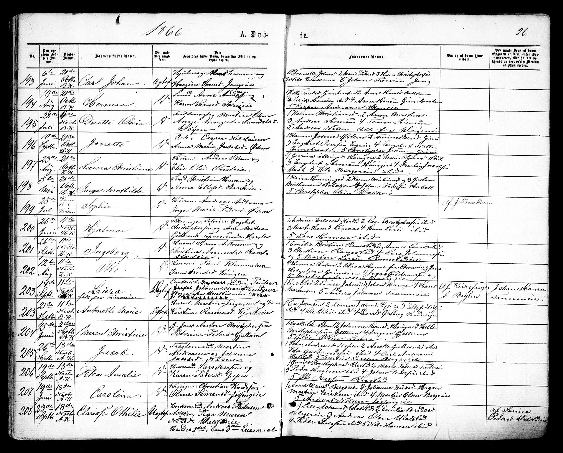 Asker prestekontor Kirkebøker, AV/SAO-A-10256a/F/Fa/L0008: Ministerialbok nr. I 8, 1865-1878, s. 26