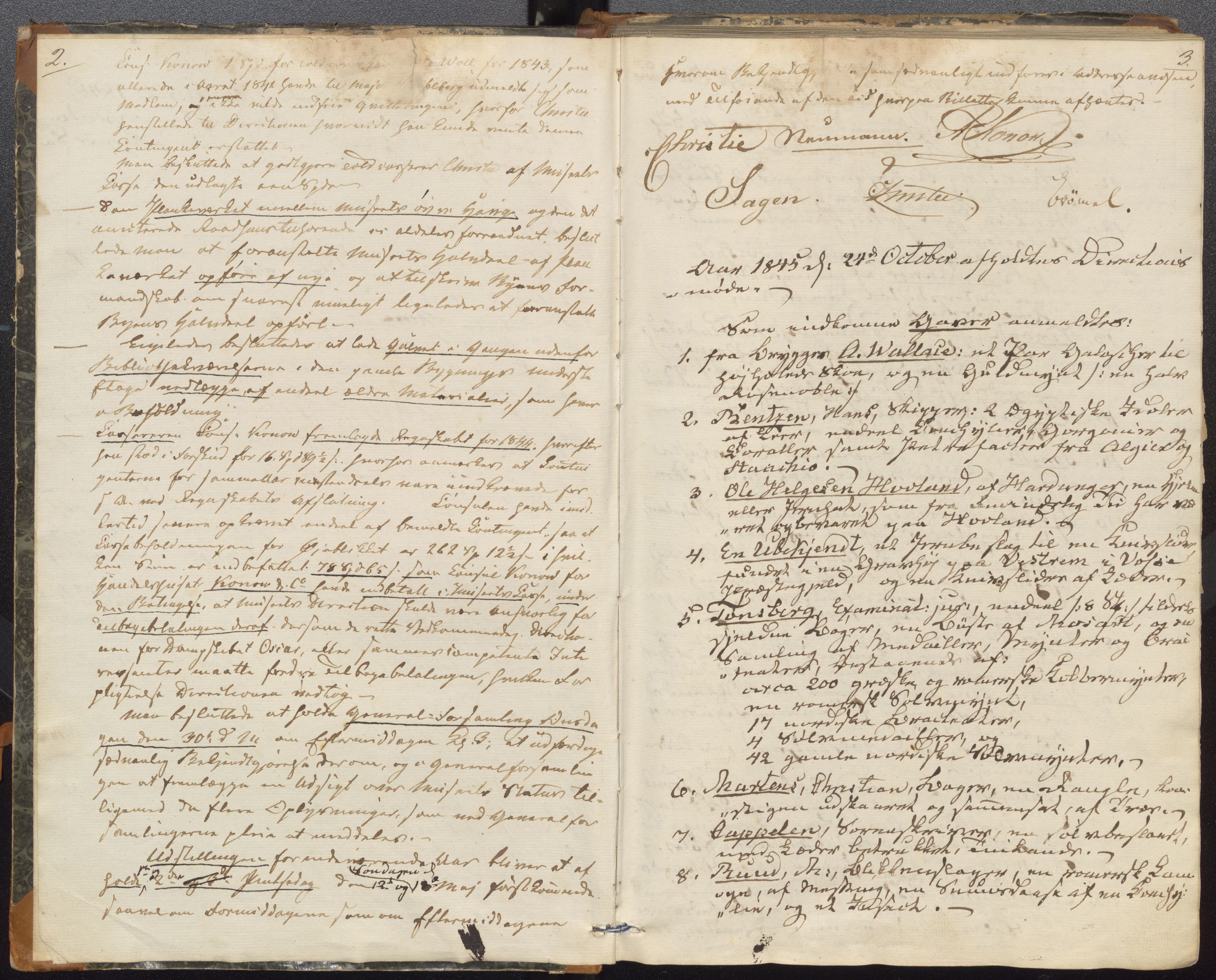 Bergens Museum, UMB/A007/A/Aa/L0005: Forhandlingsprotokoll , 1845-1851, s. 2, 3