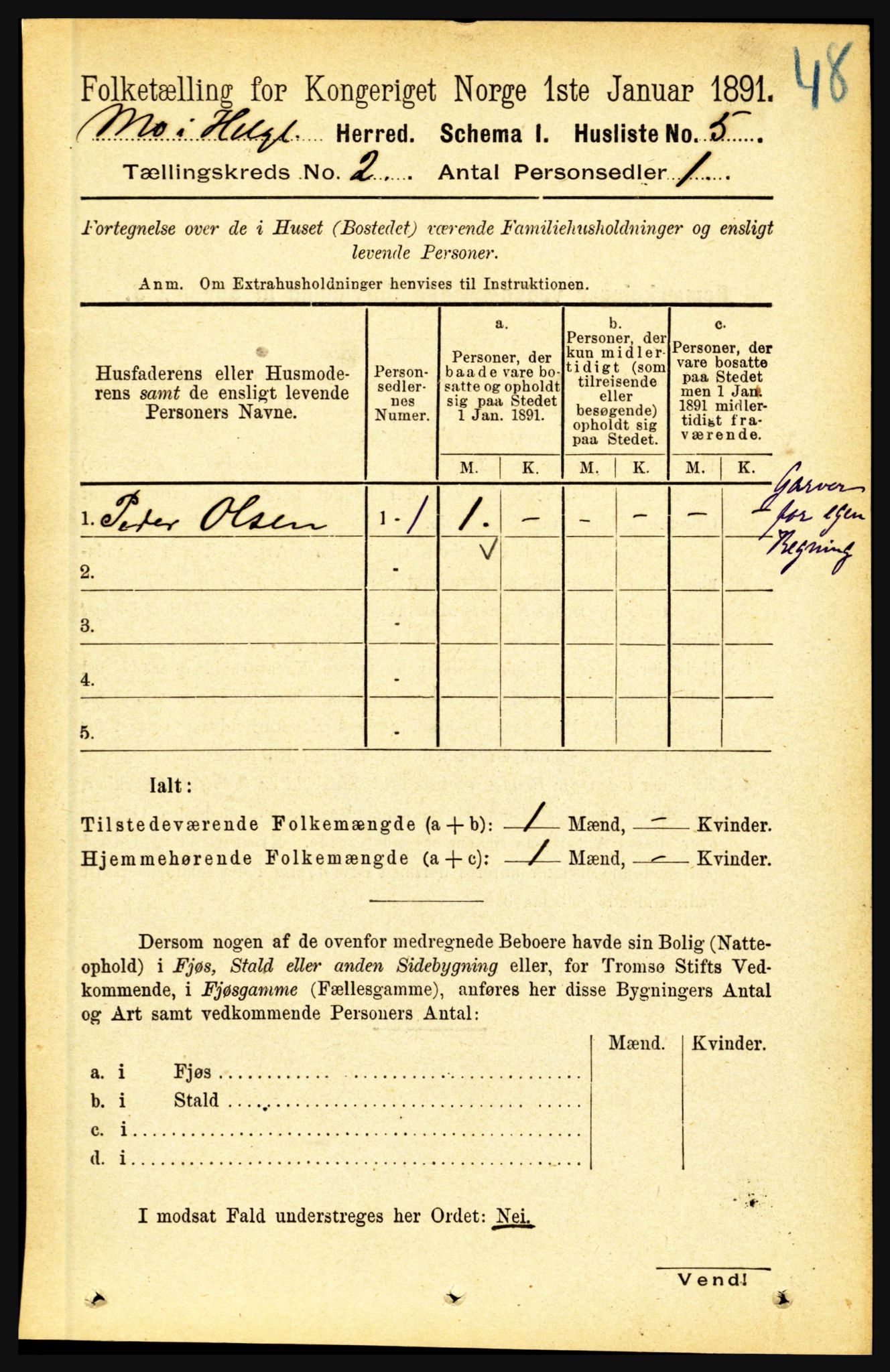 RA, Folketelling 1891 for 1833 Mo herred, 1891, s. 434